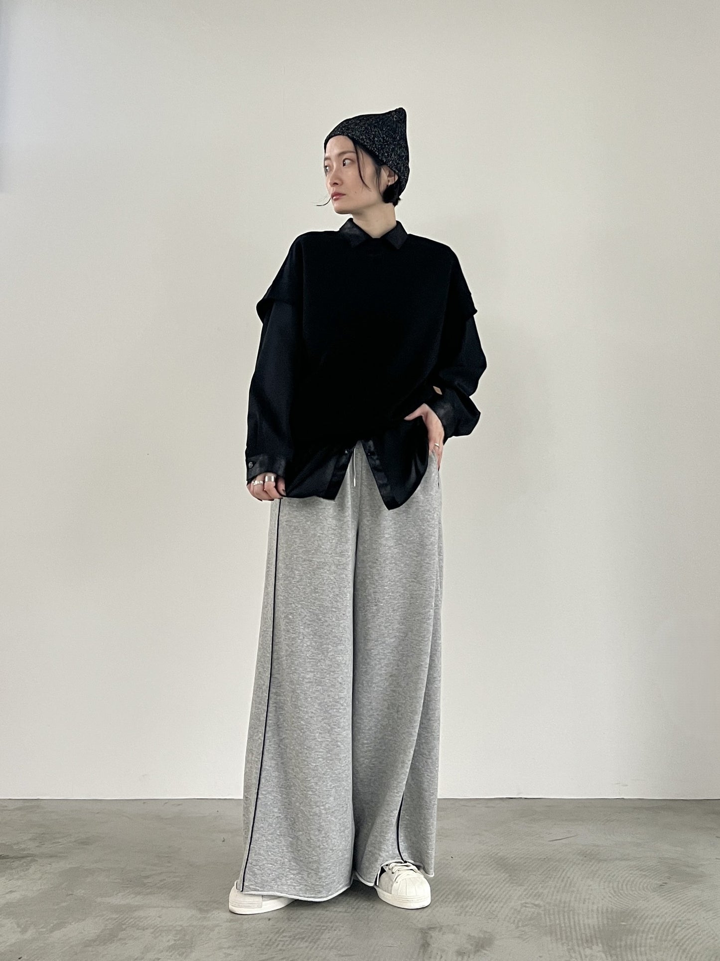 ミニ裏毛ワイドパンツ F2155