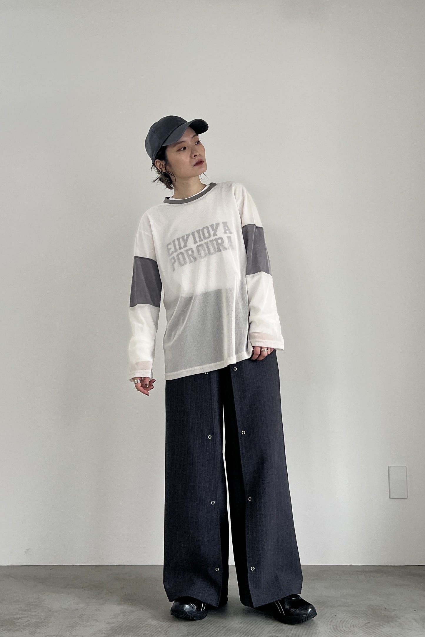 タックデザインワイドパンツ F2137