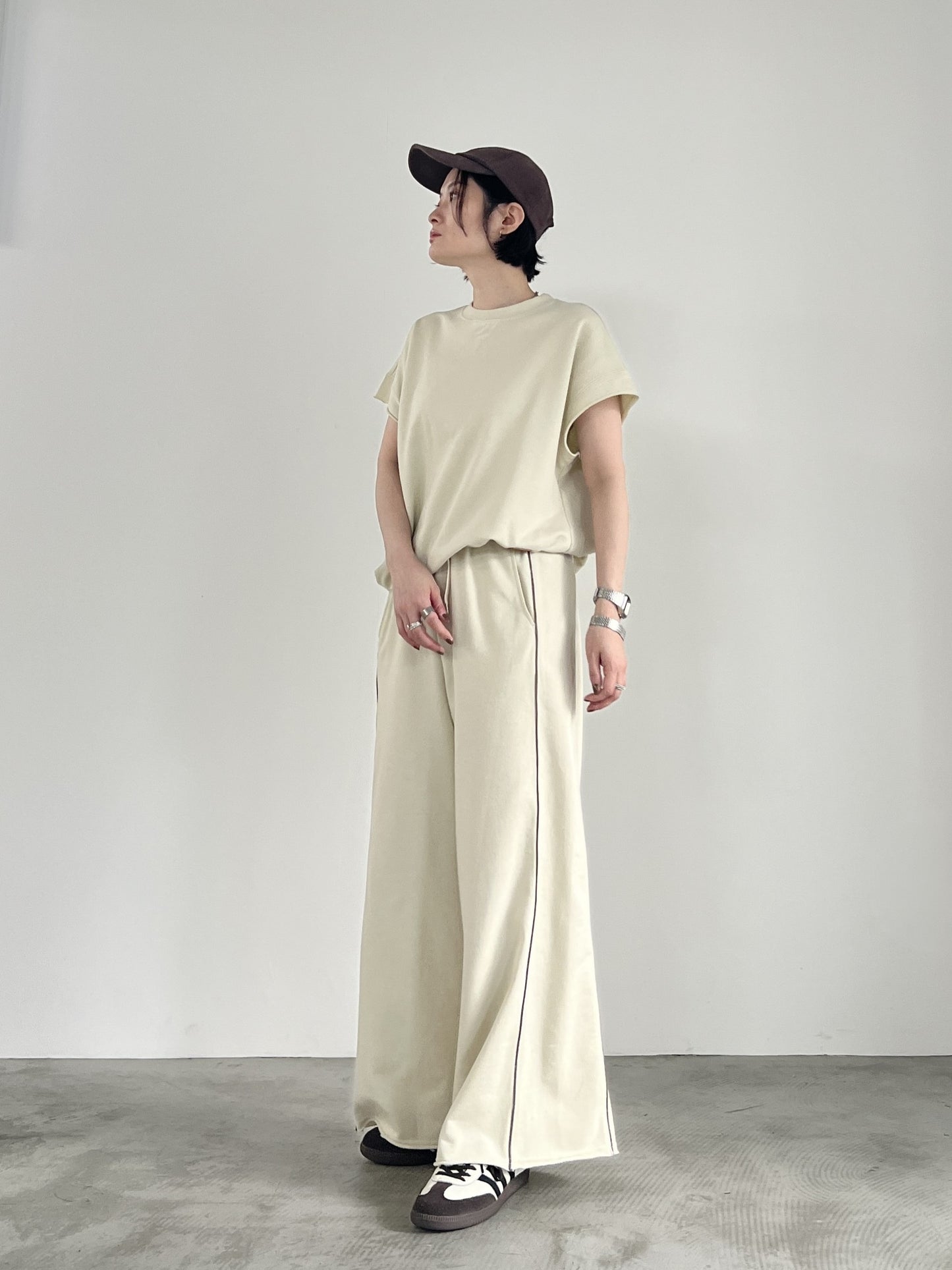 ミニ裏毛ワイドパンツ F2155