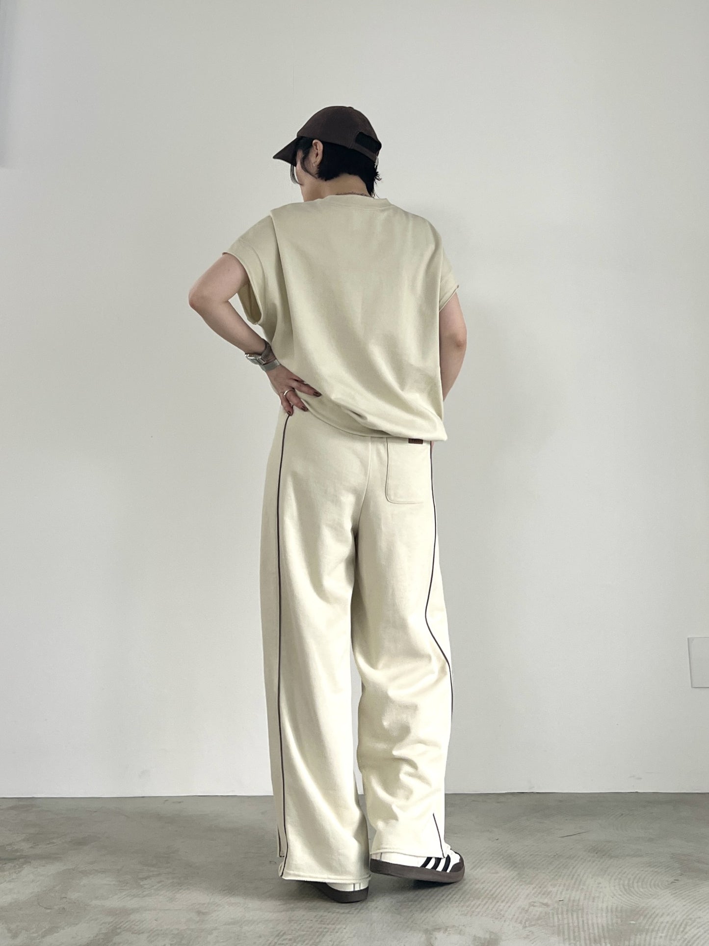 ミニ裏毛ワイドパンツ F2155