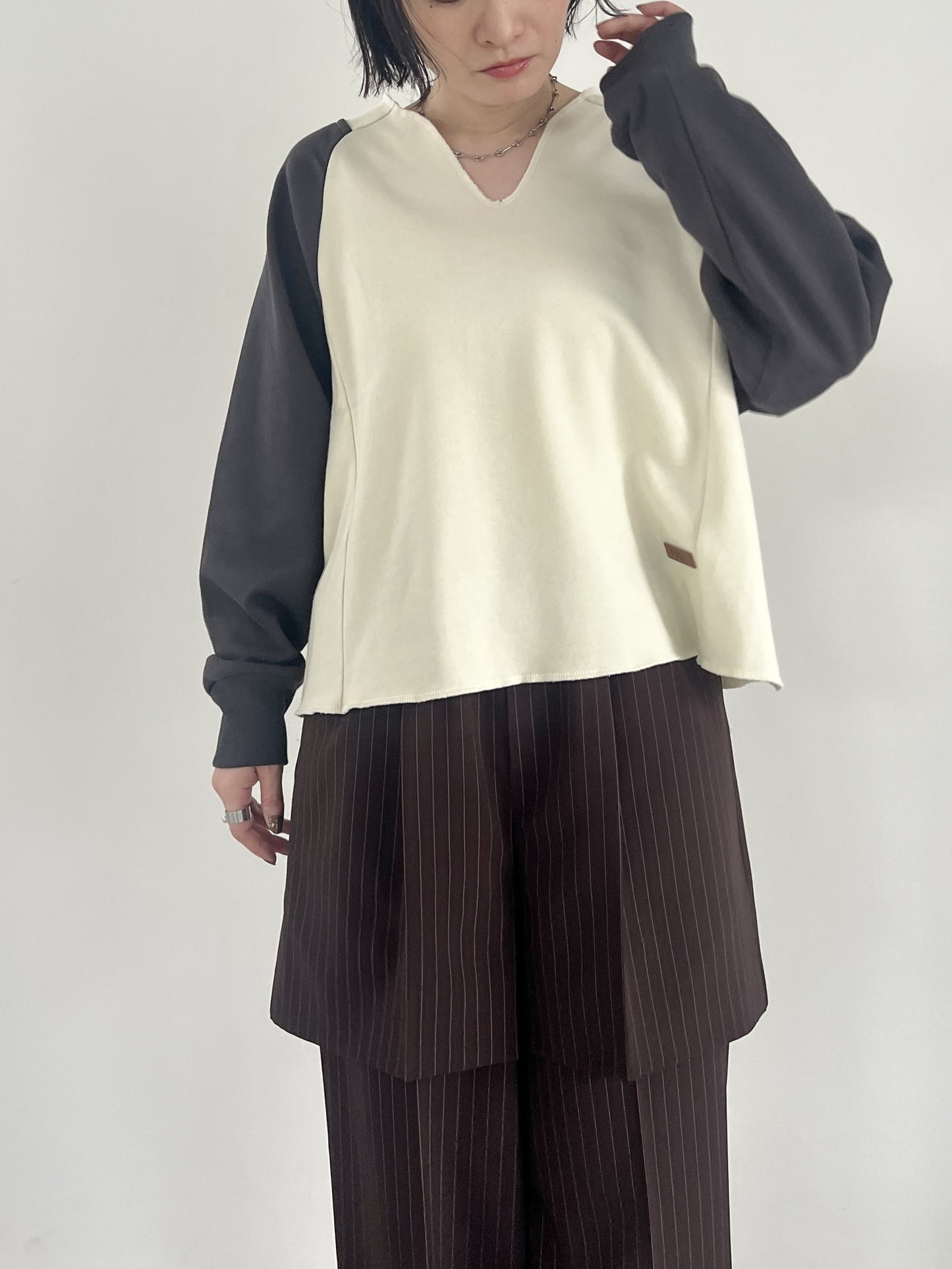 ヴィンテージ裏毛抜き衿プルオーバー F3291
