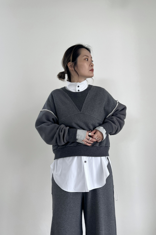 ボアスリーブスウェットプルオーバー F3261