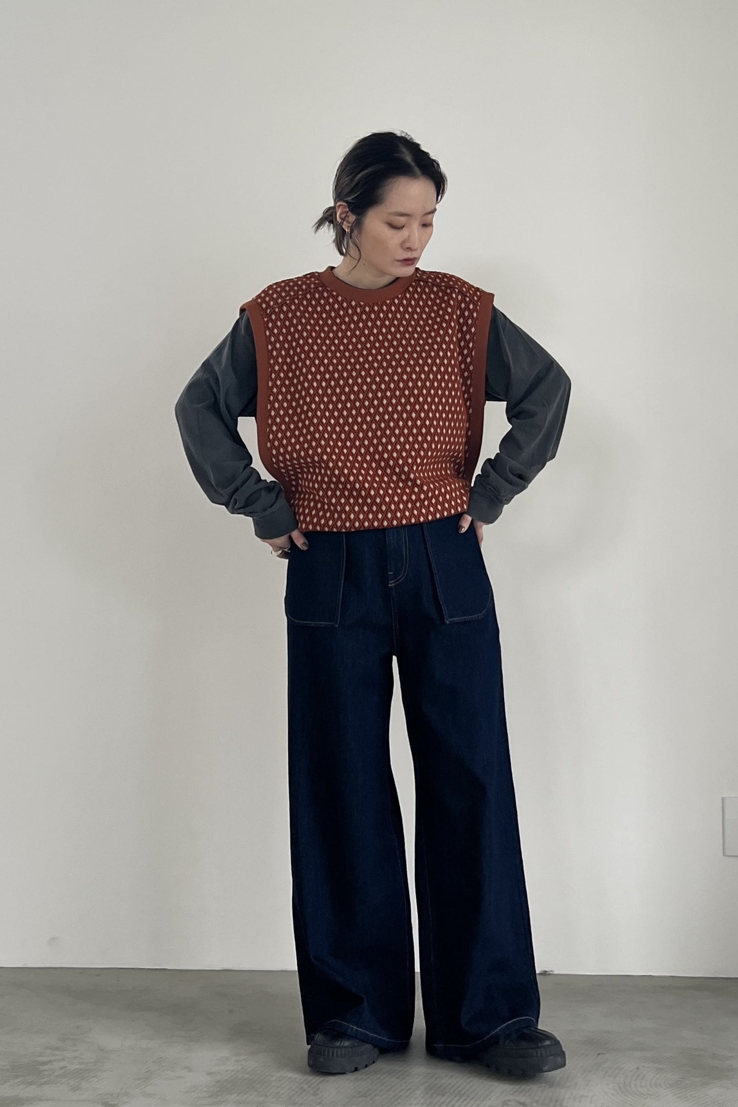 バックベルトワイドパンツ F2138