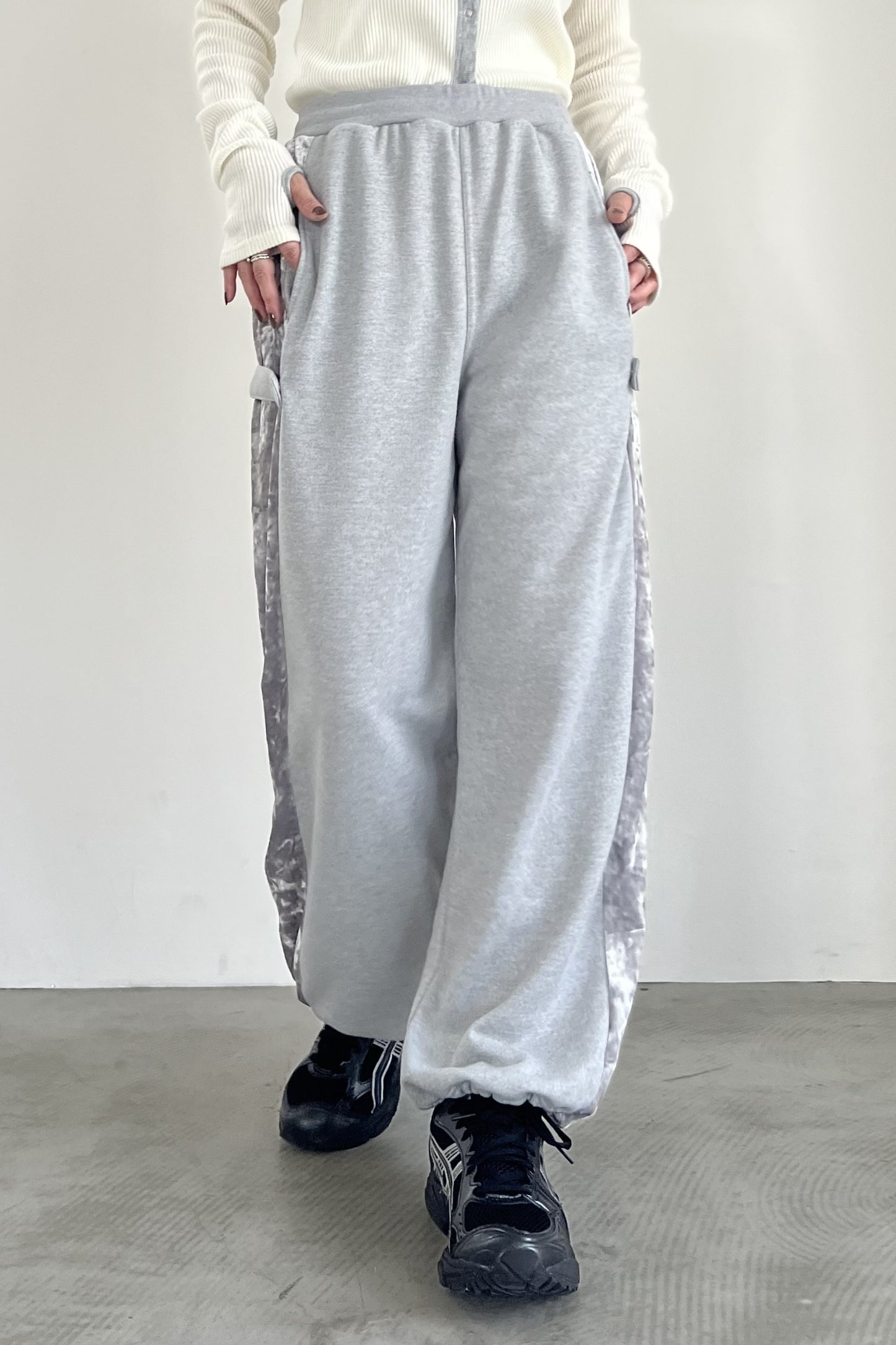 サイドベロアスウェットパンツ F2158