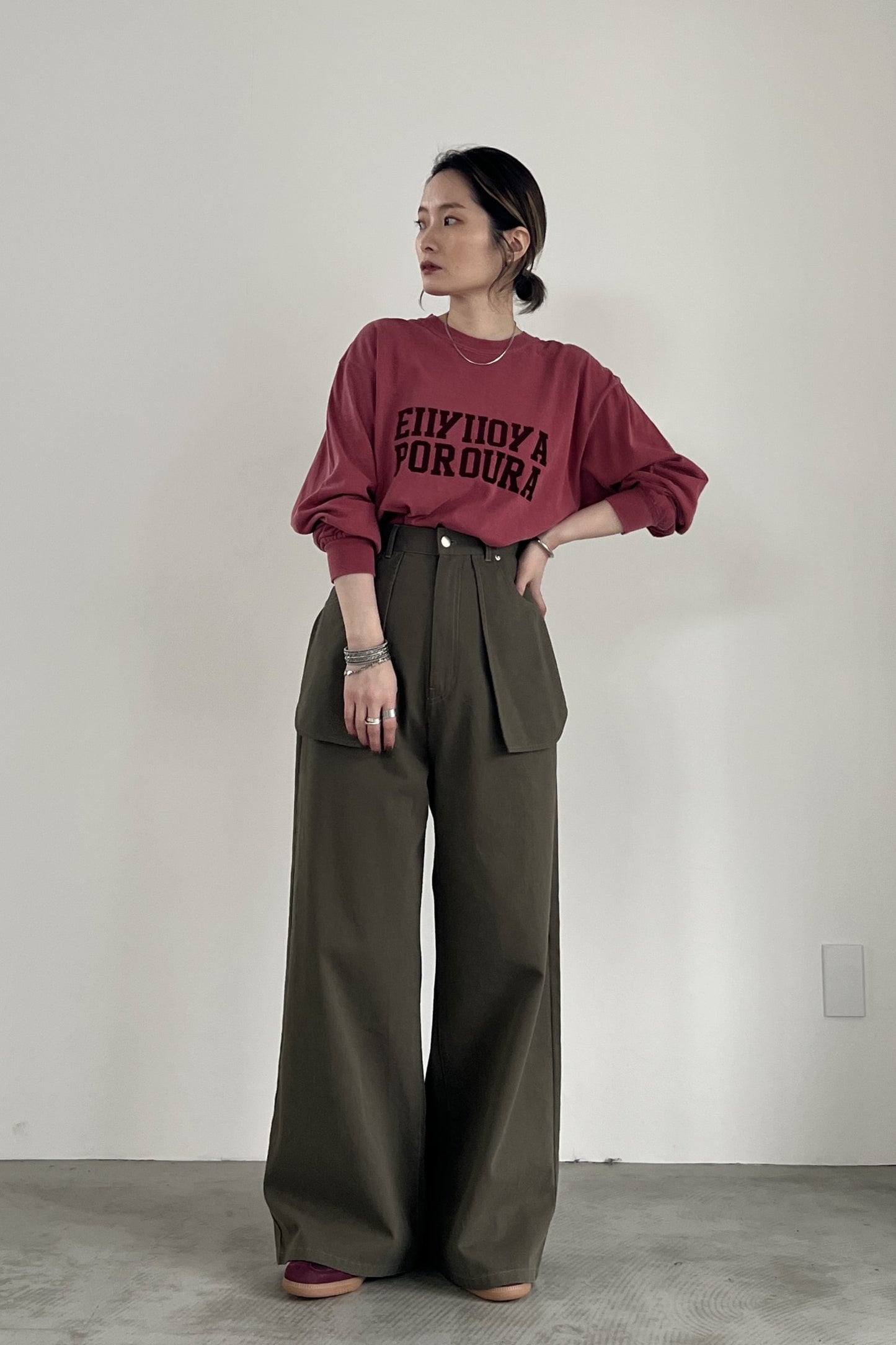 バックベルトワイドパンツ F2138