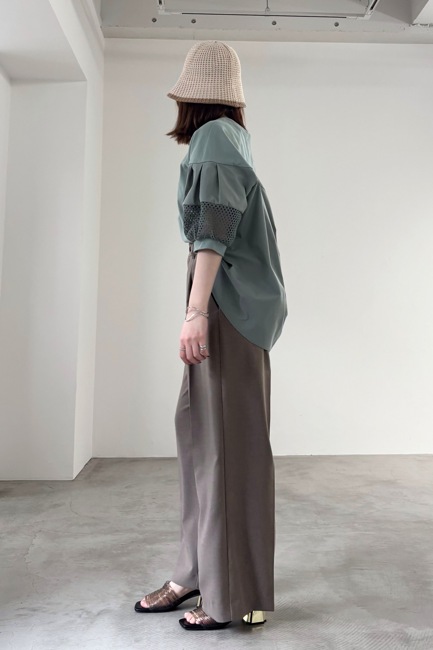 メッシュスリーブ異素材TEE 35508