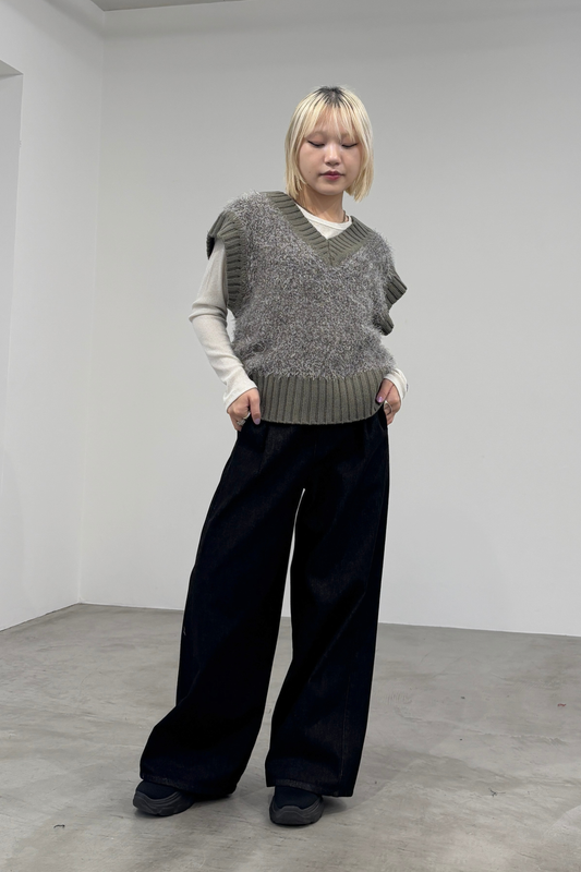 Vネックモールニットベスト 35556