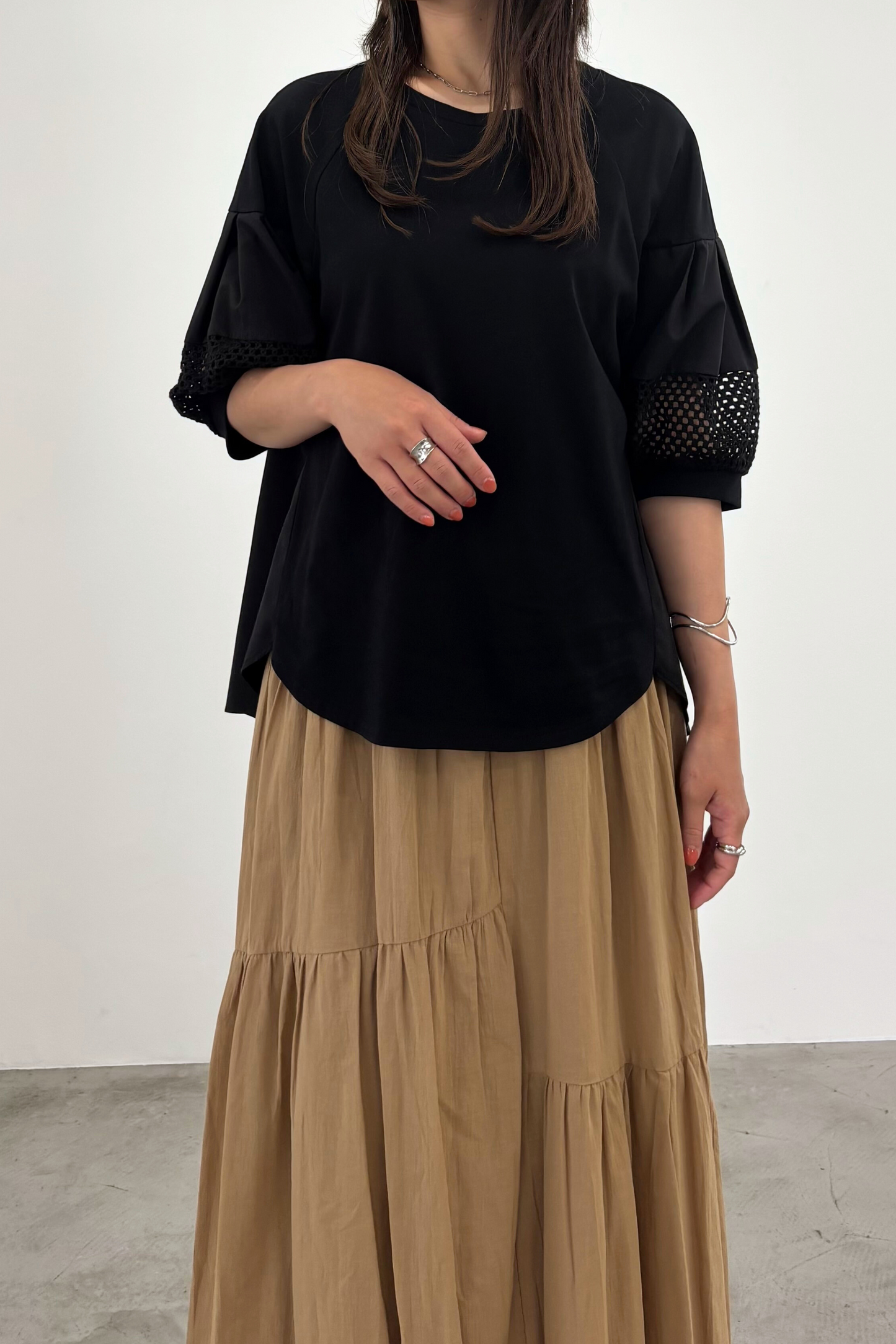 メッシュスリーブ異素材TEE 35508