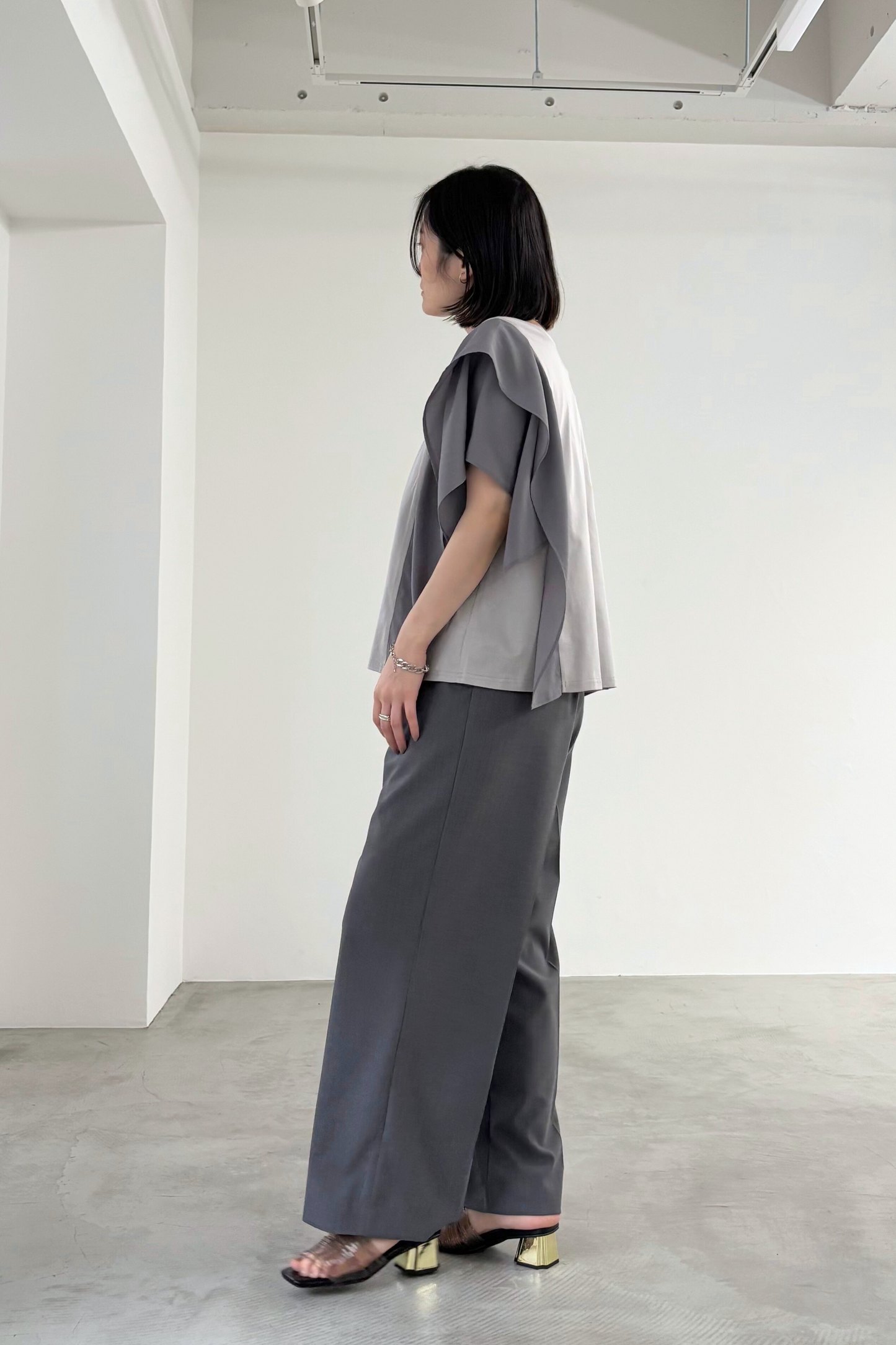 フレアスリーブ異素材TEE 35507