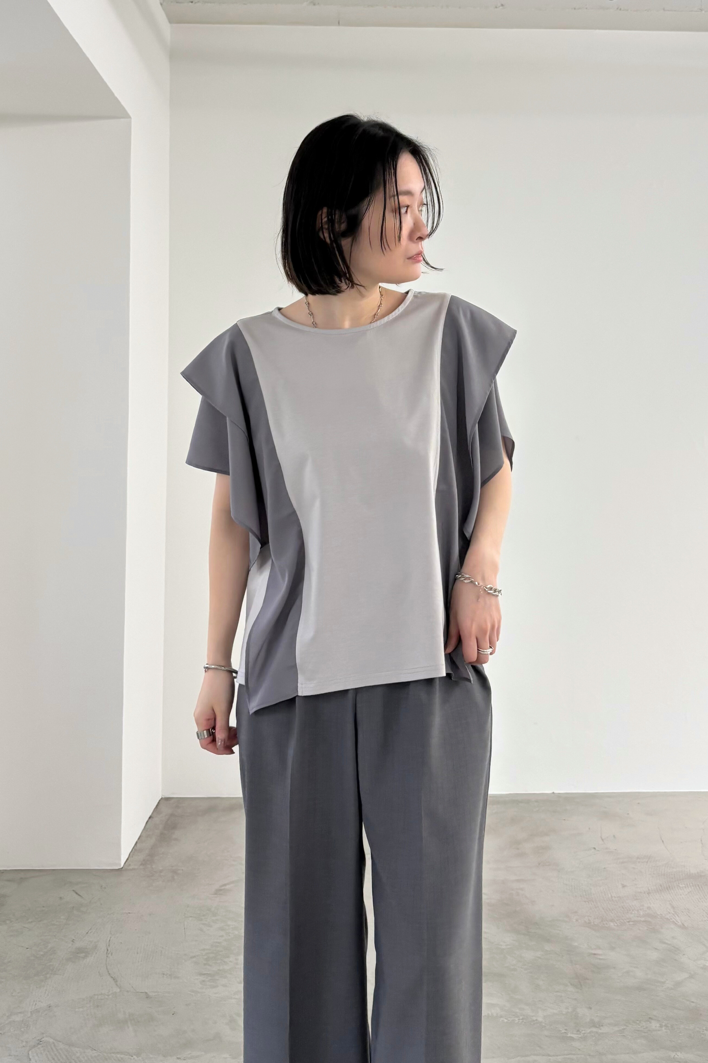 フレアスリーブ異素材TEE 35507