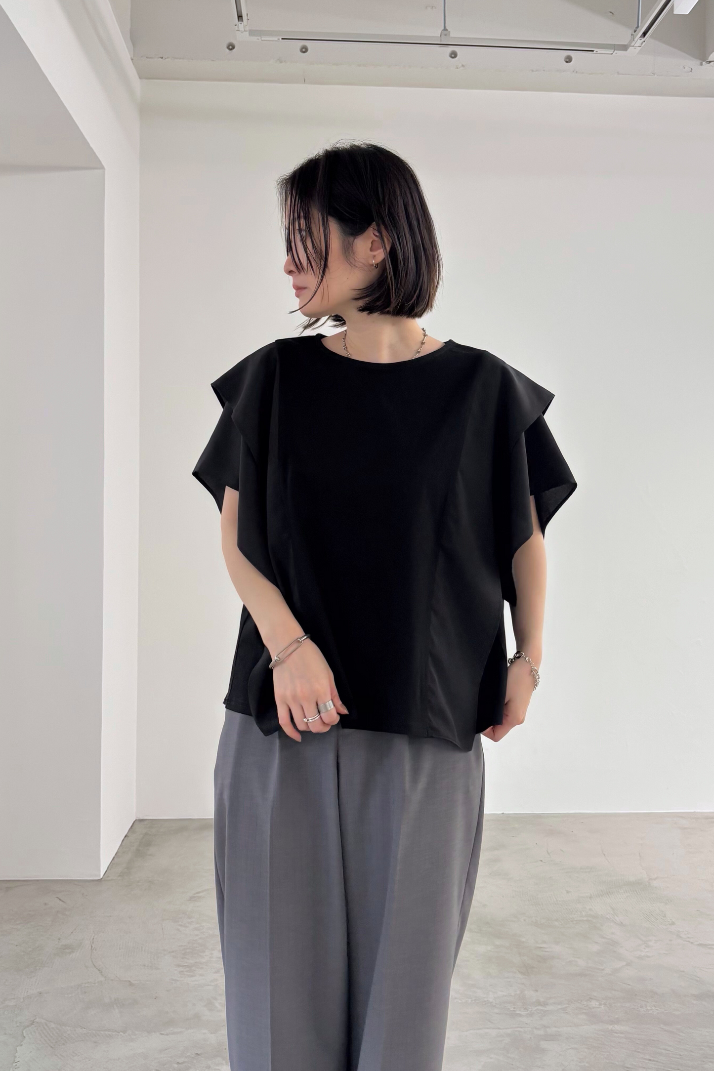 フレアスリーブ異素材TEE 35507