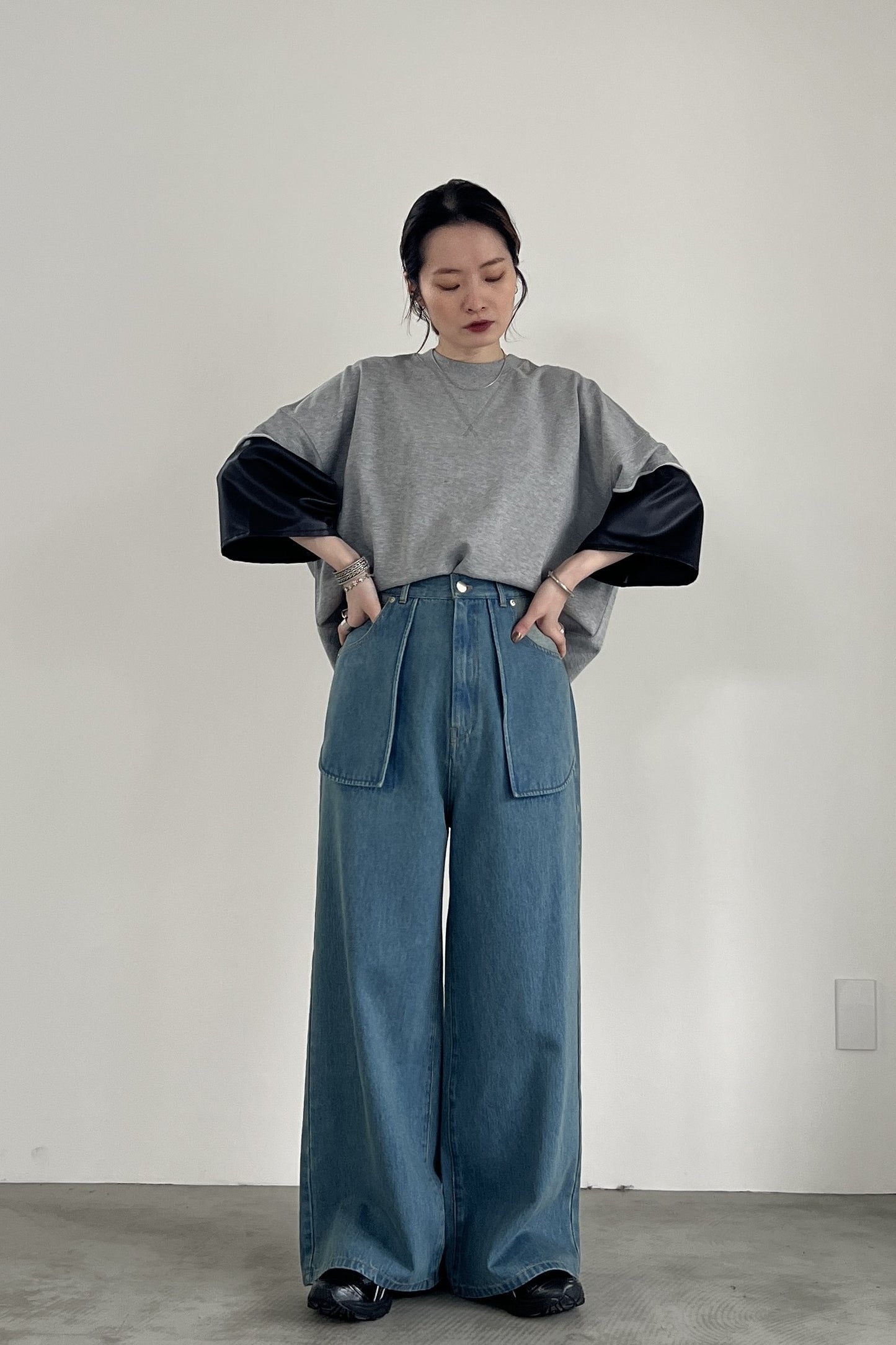 バックベルトワイドパンツ F2138