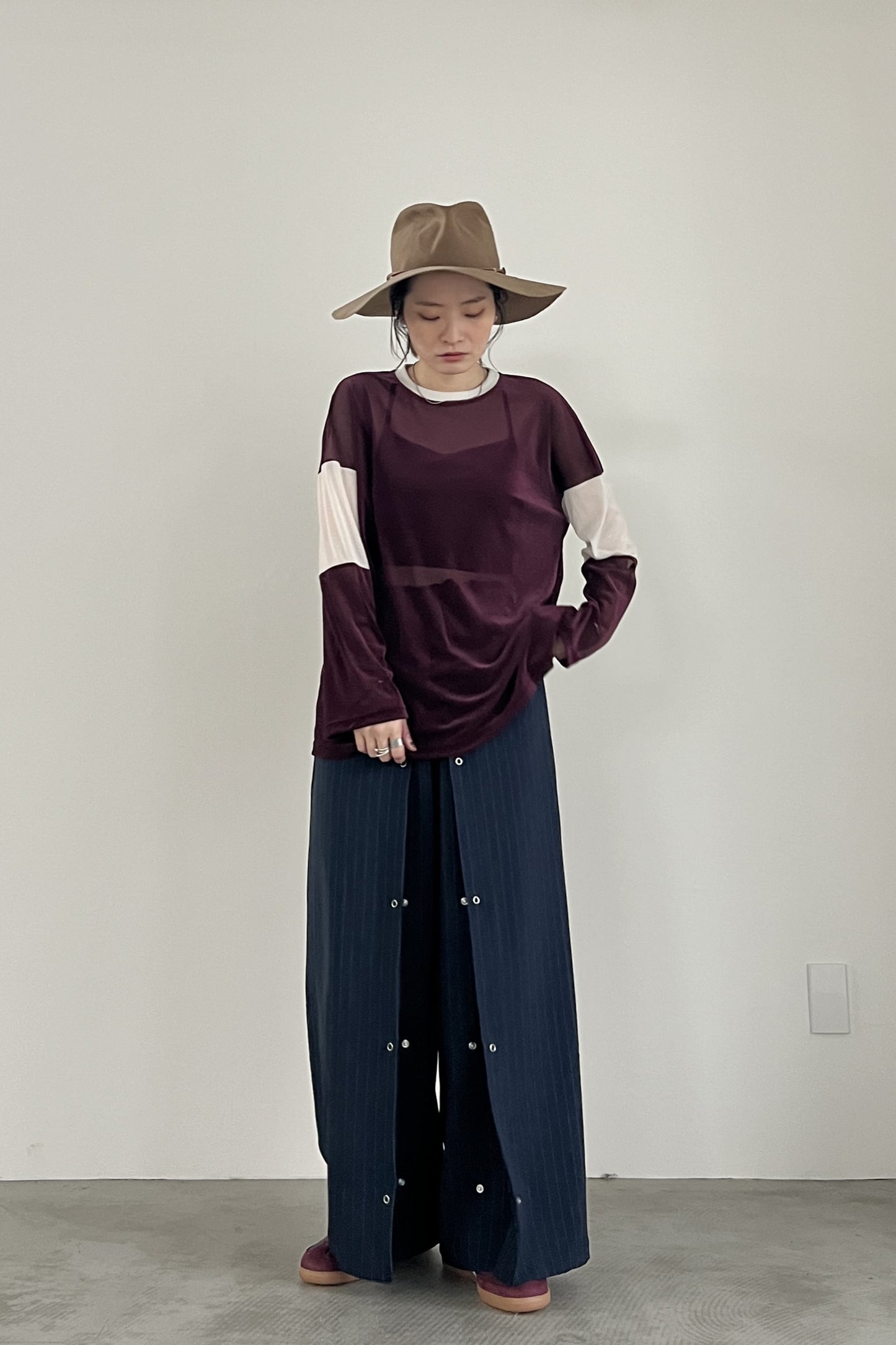 タックデザインワイドパンツ F2137