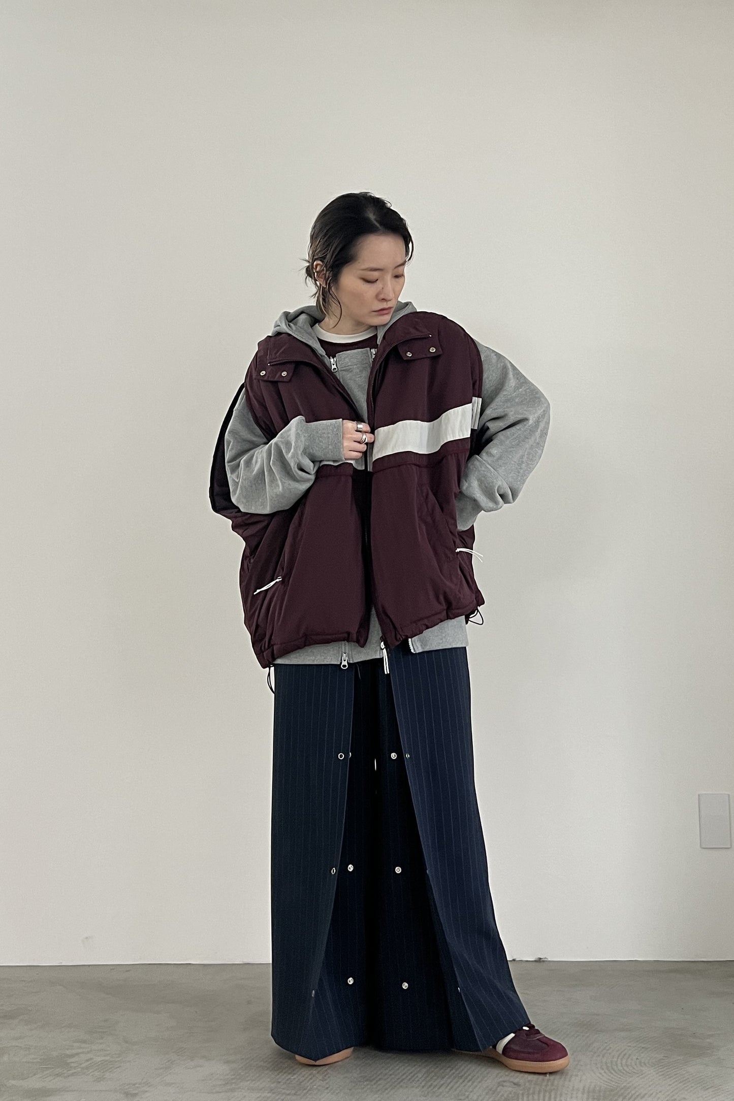 タックデザインワイドパンツ F2137