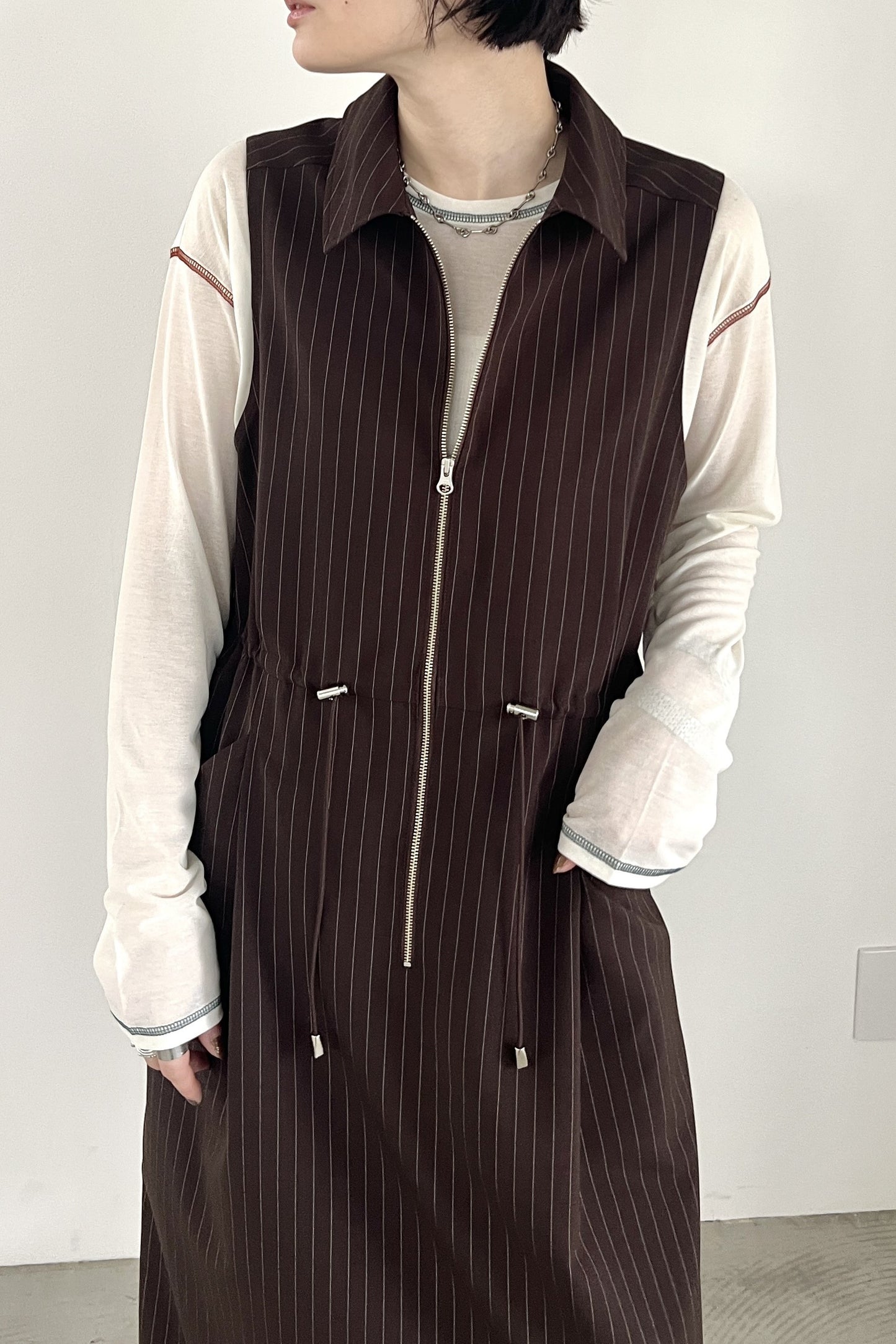 フロントジップワンピース F1195