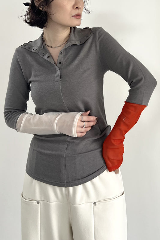 バイカラースリーブリブタートル F3293