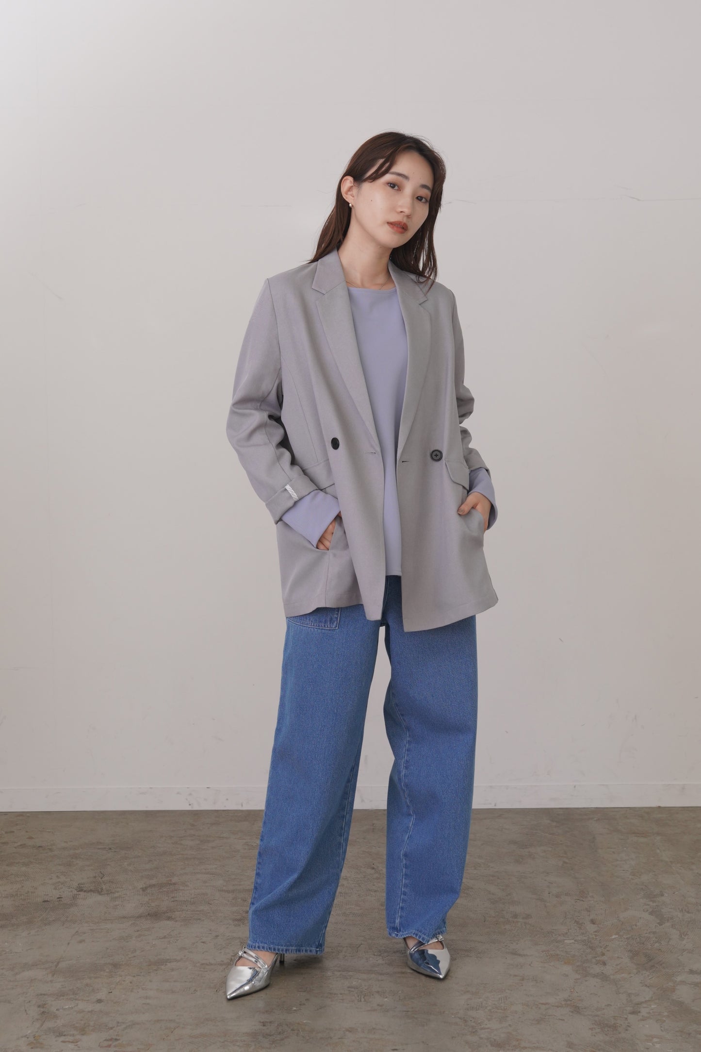 ボクシーシルエットダブルジャケット 15846
