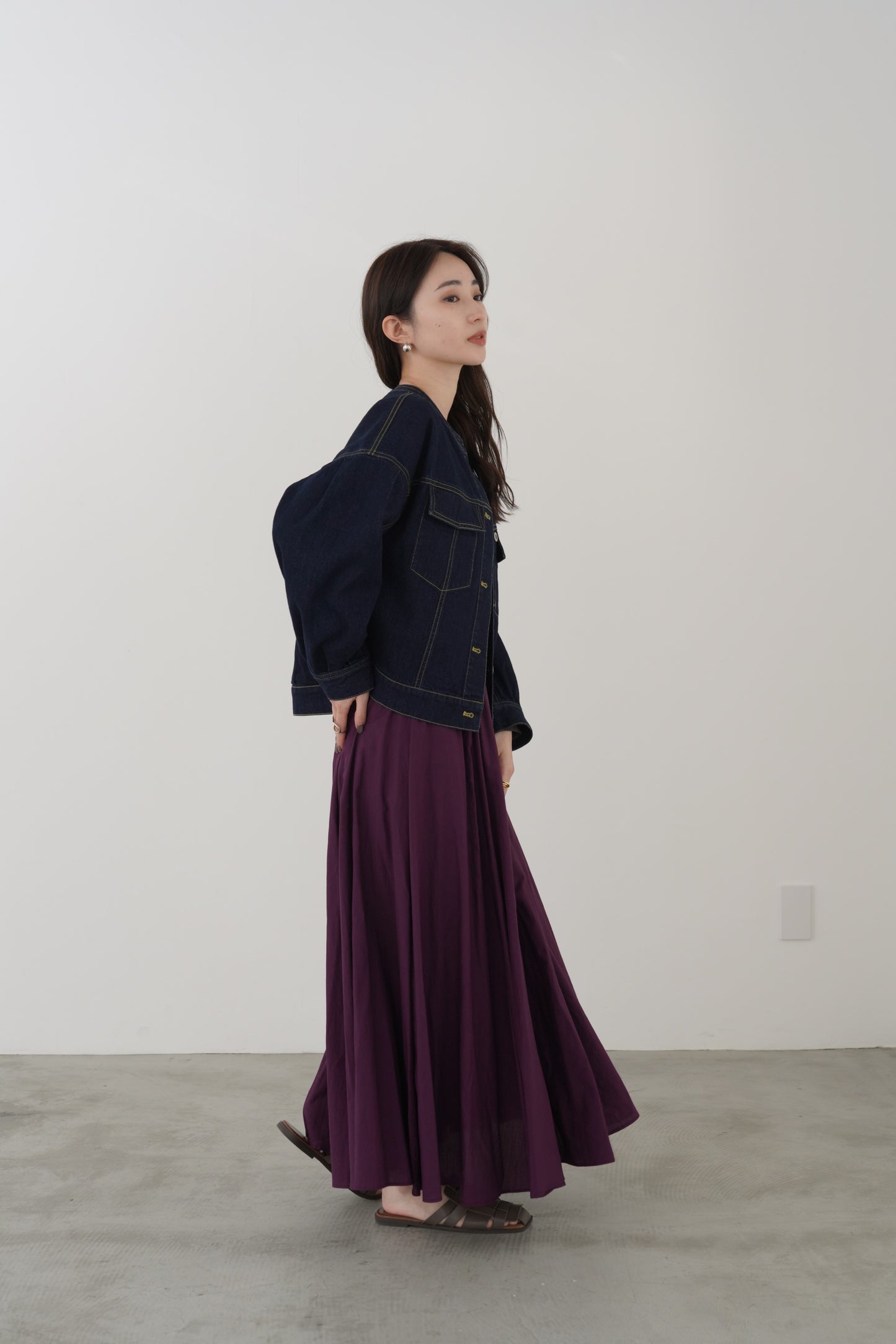 ノーカラーコクーンデニムJK 15912