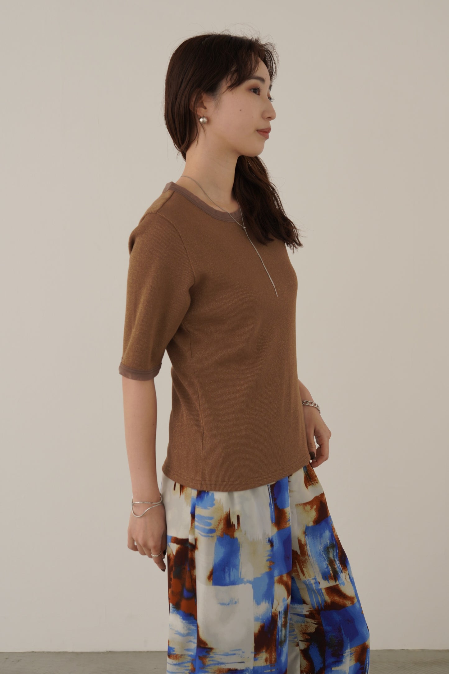 ラメリブTシャツ 35485
