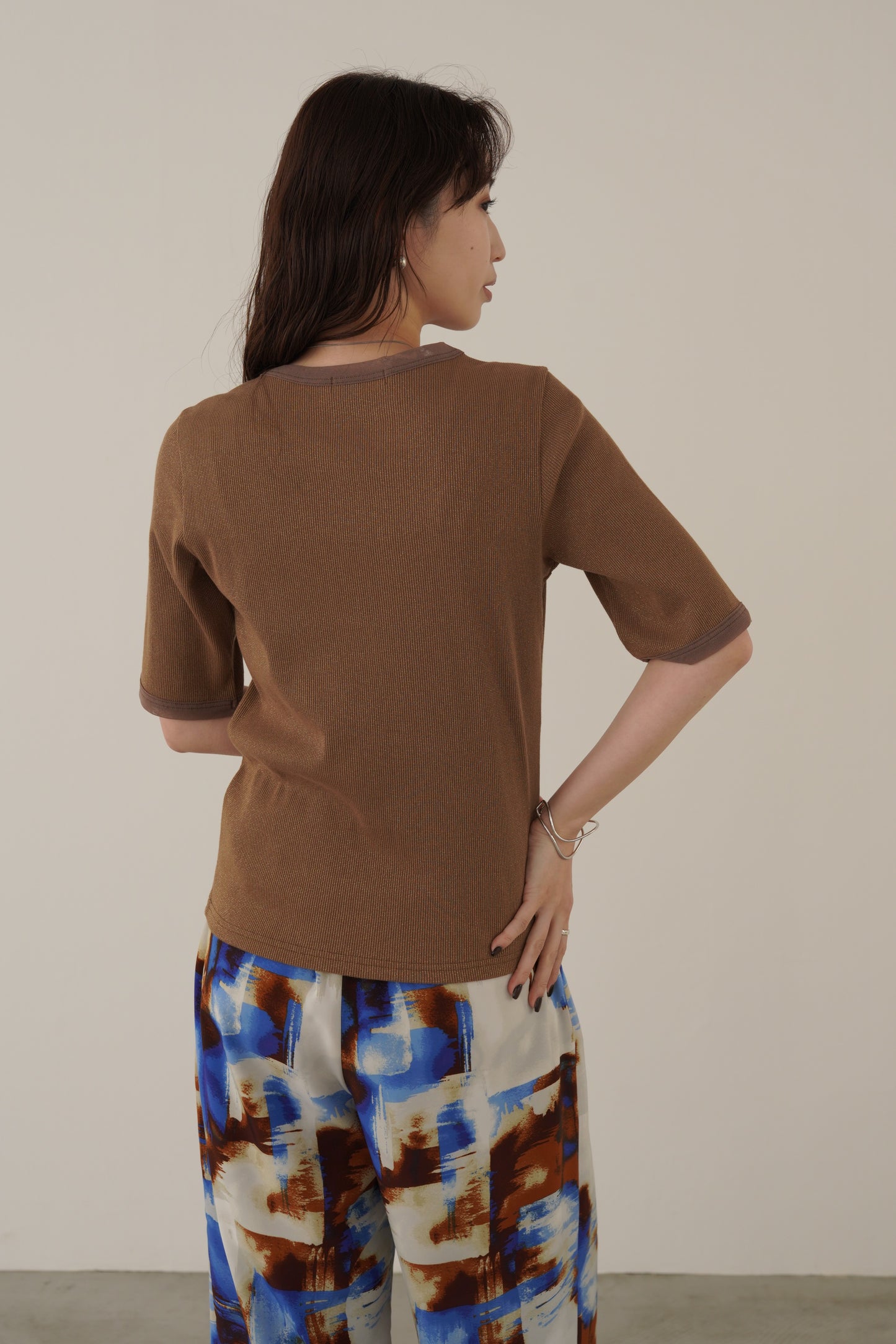 ラメリブTシャツ 35485