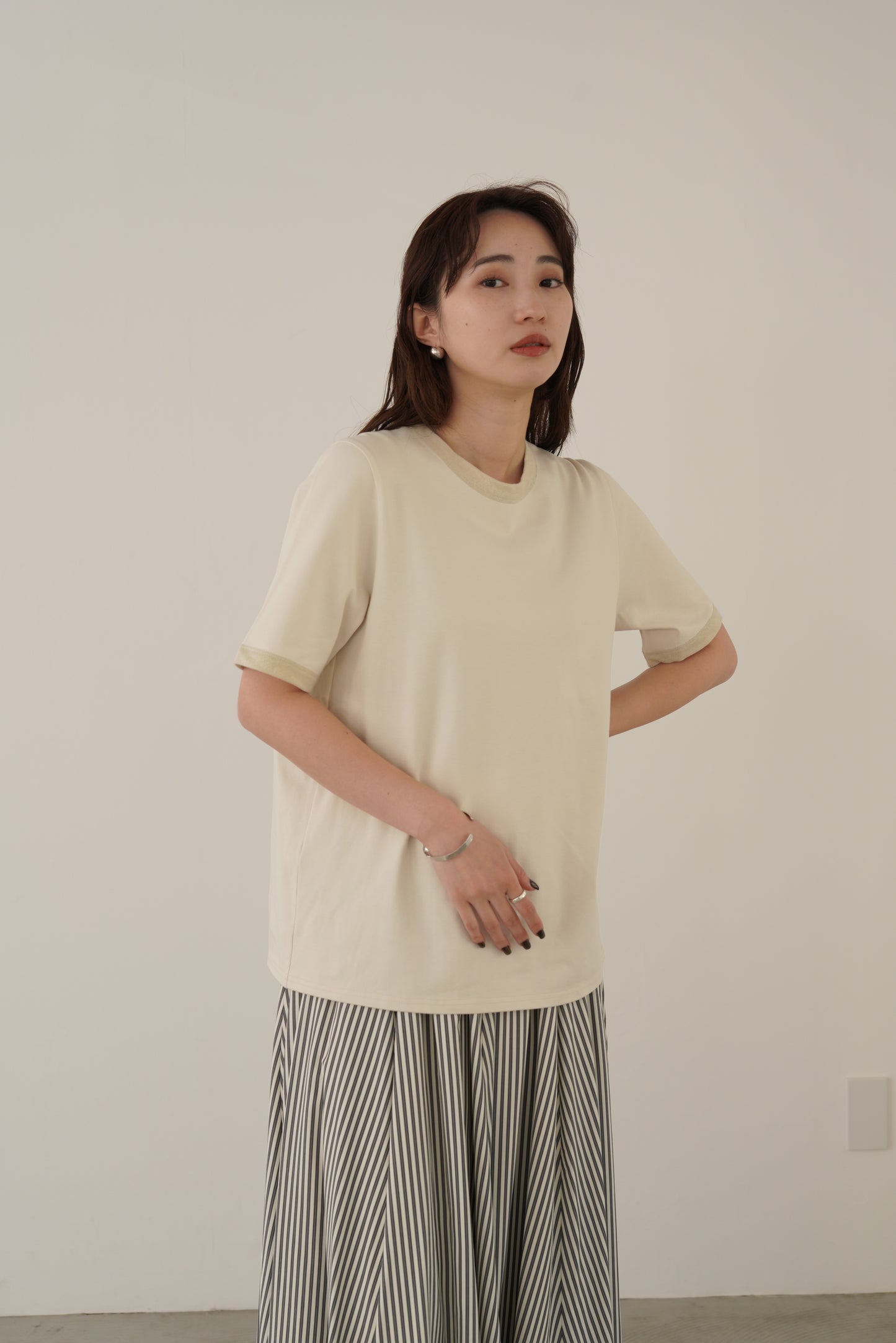ラメパイピングカットソーTシャツ 35489