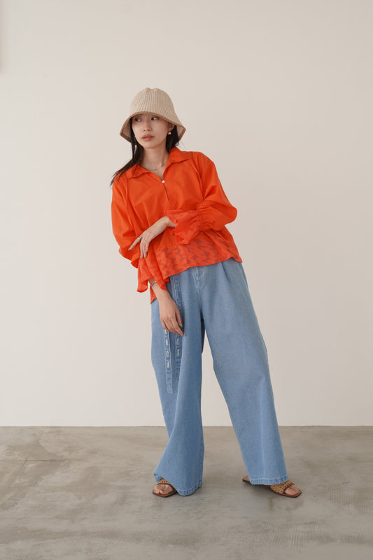 スキッパージャガードブラウス 15732