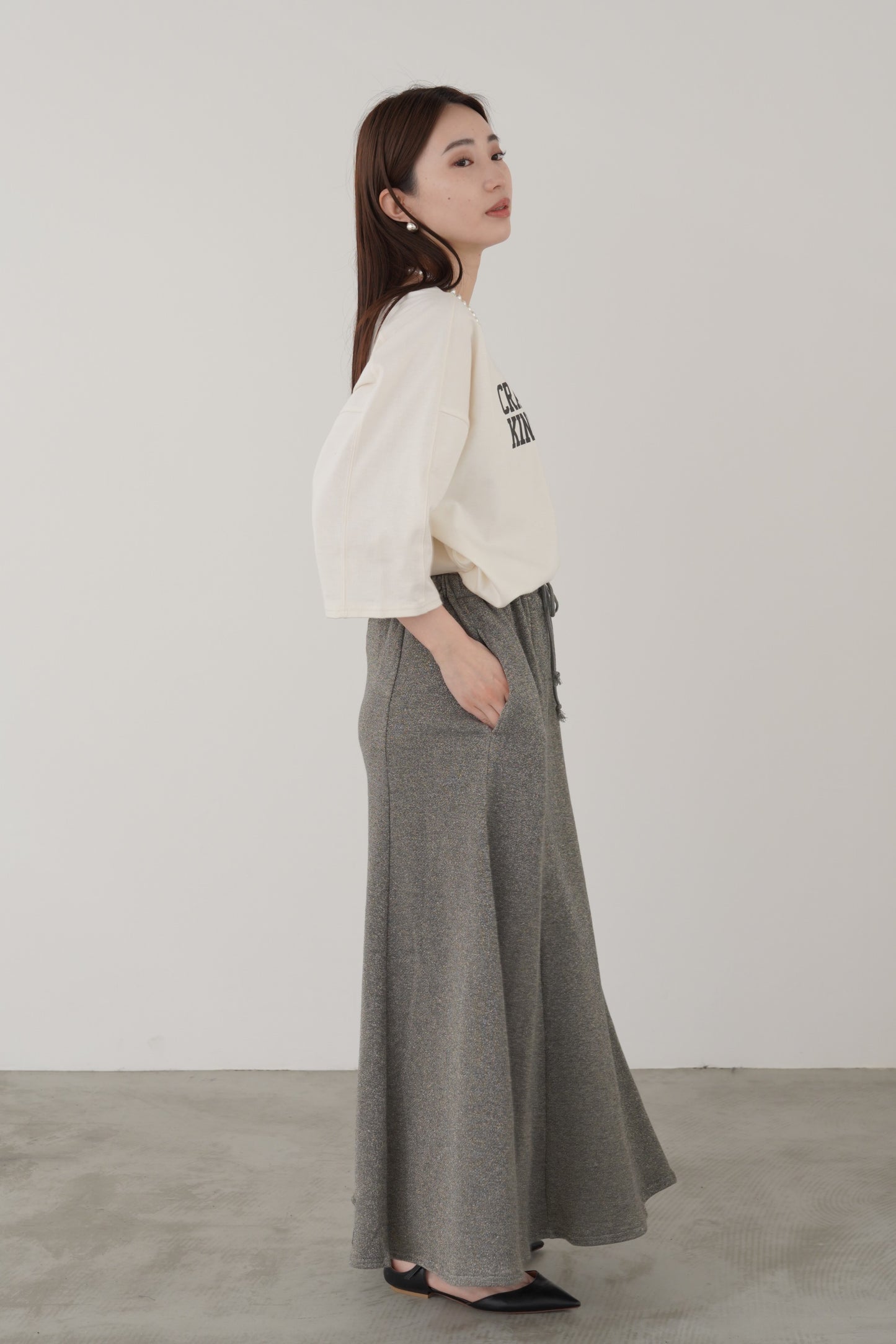 変形スリーブロゴTシャツ 35395