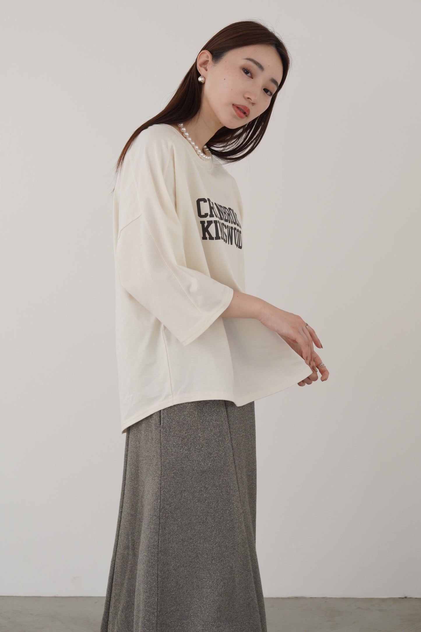 変形スリーブロゴTシャツ 35395