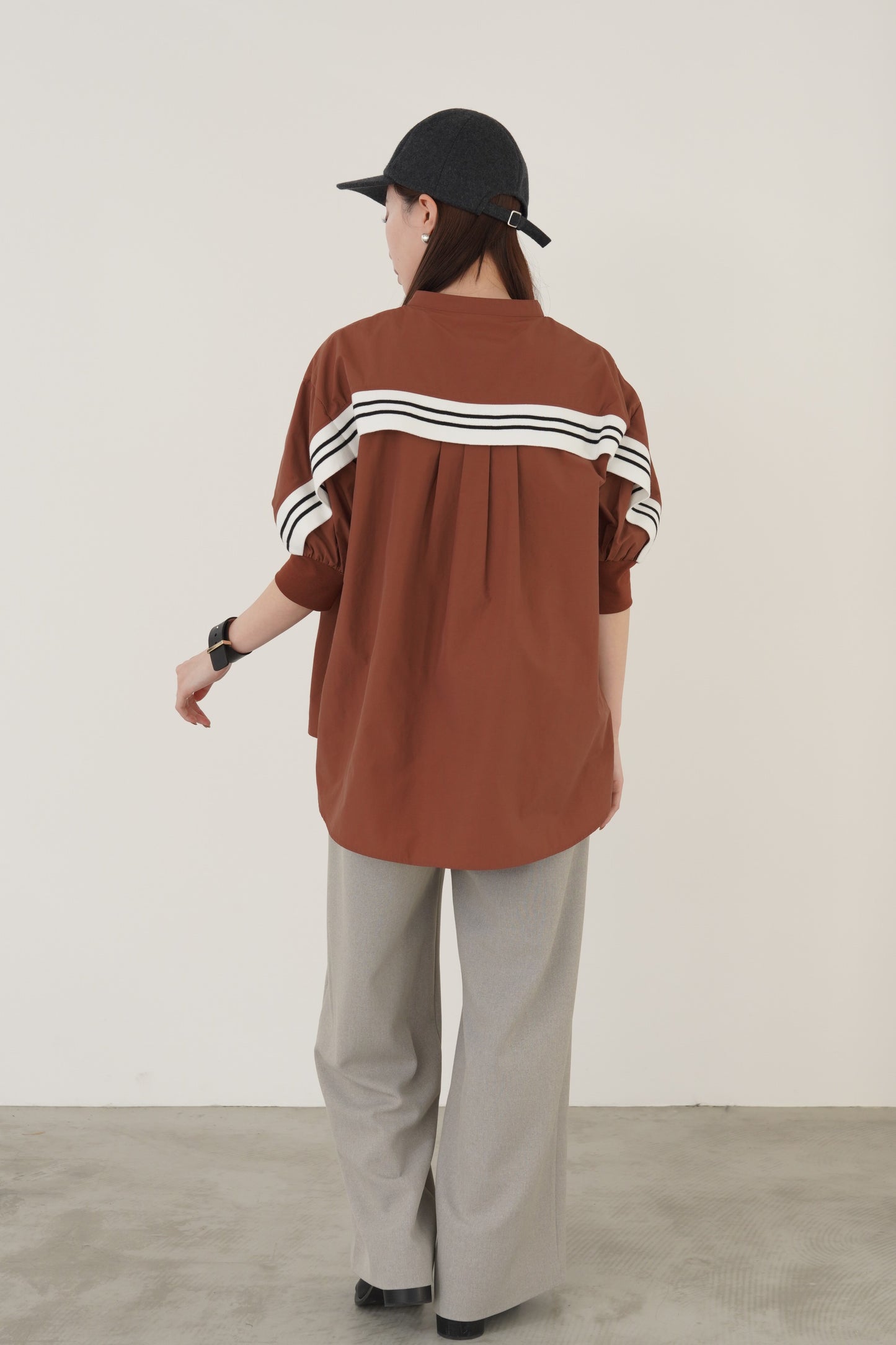 バックラインノーカラーシャツ 15785