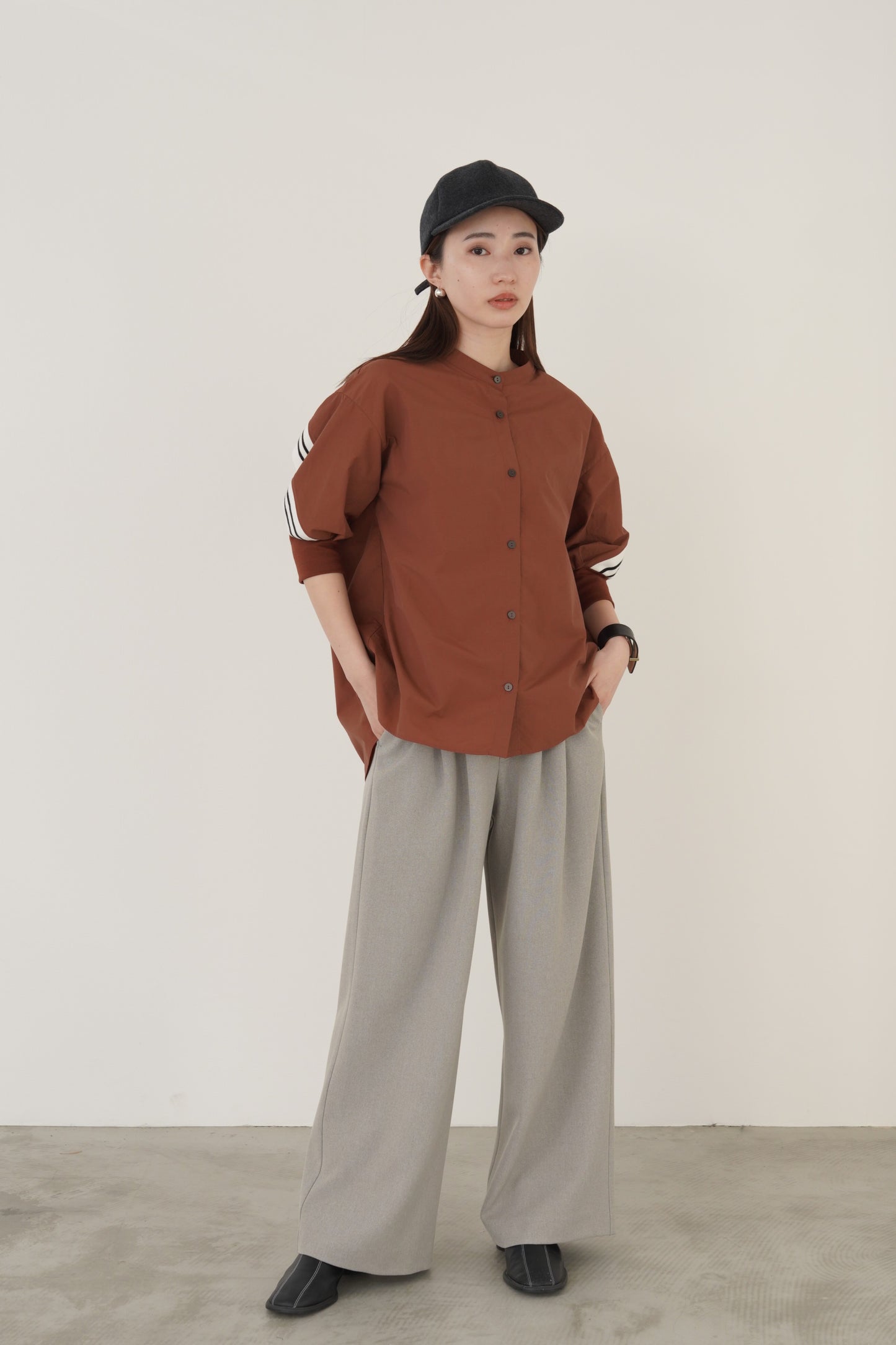 バックラインノーカラーシャツ 15785