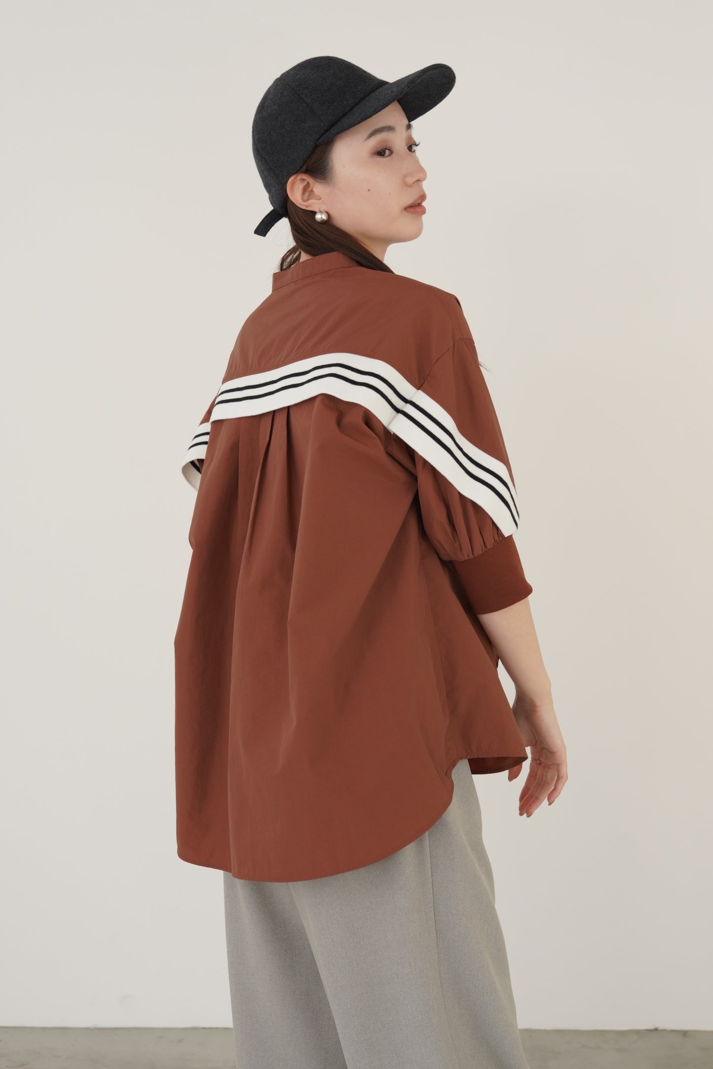 バックラインノーカラーシャツ 15785