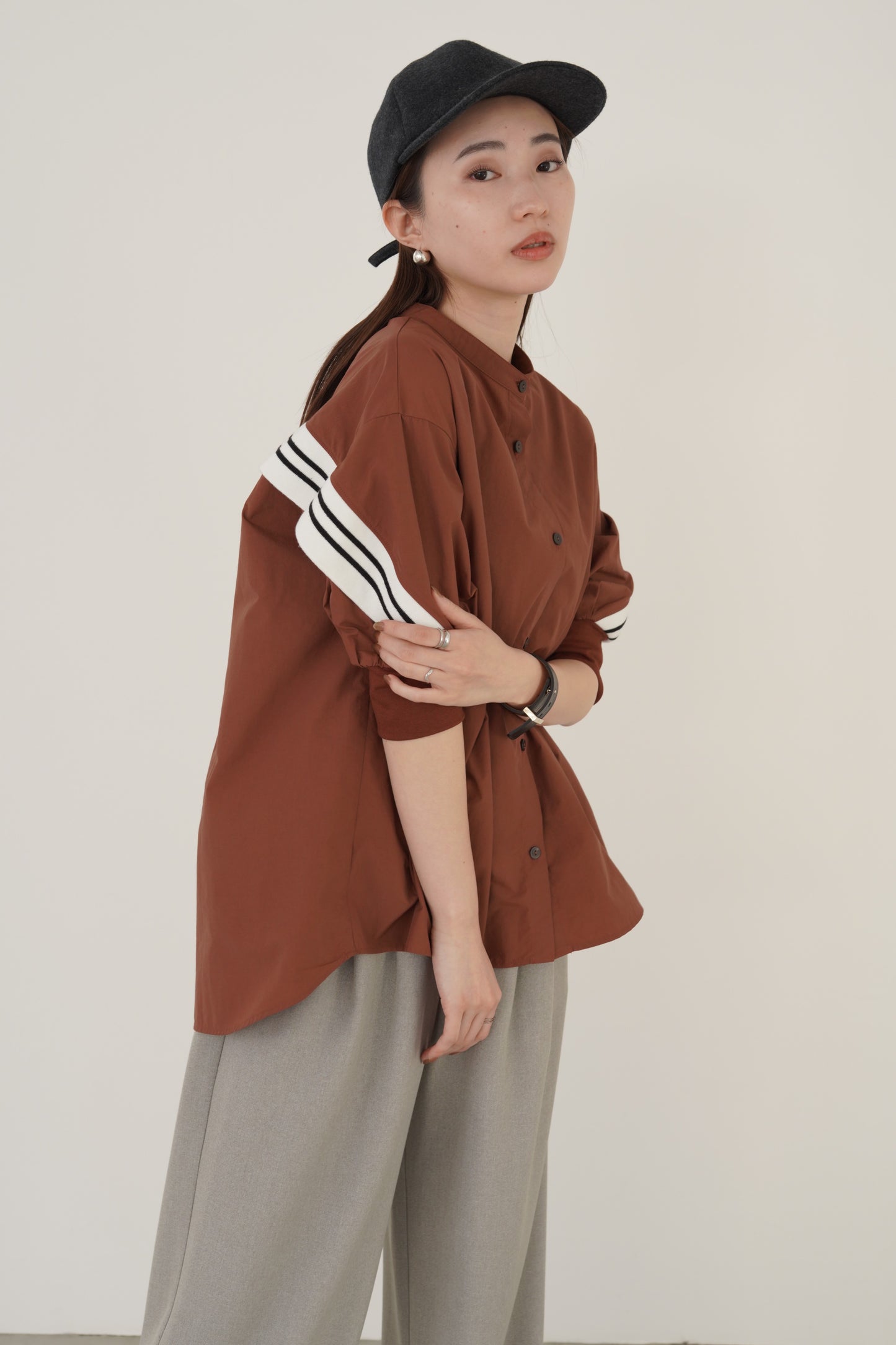 バックラインノーカラーシャツ 15785