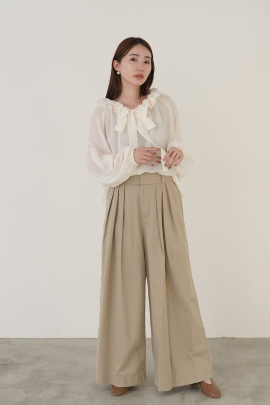 ハイウエストタックワイドパンツ 23061