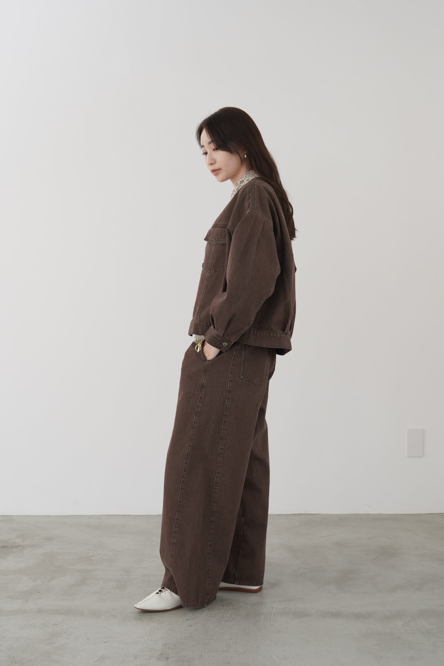 ノーカラーコクーンデニムJK 15912