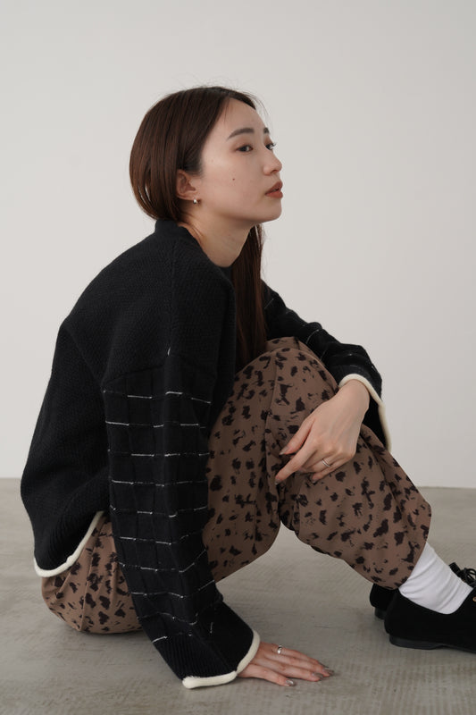 アームブロックチェック柄ニット 35432