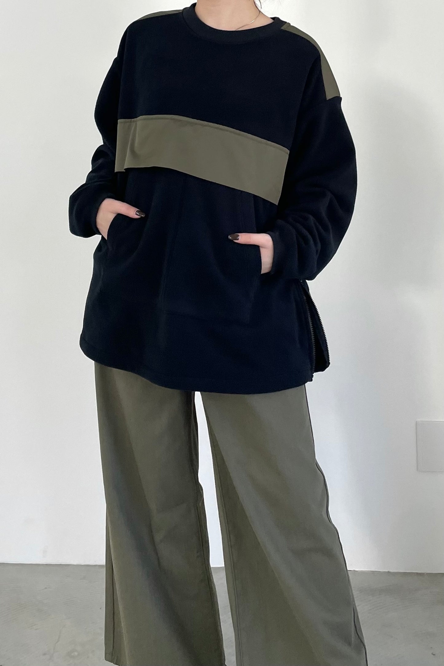 エコフリースバイカラープルオーバー F3266