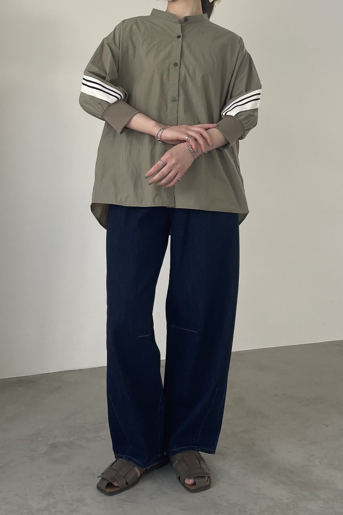 バックラインノーカラーシャツ 15785