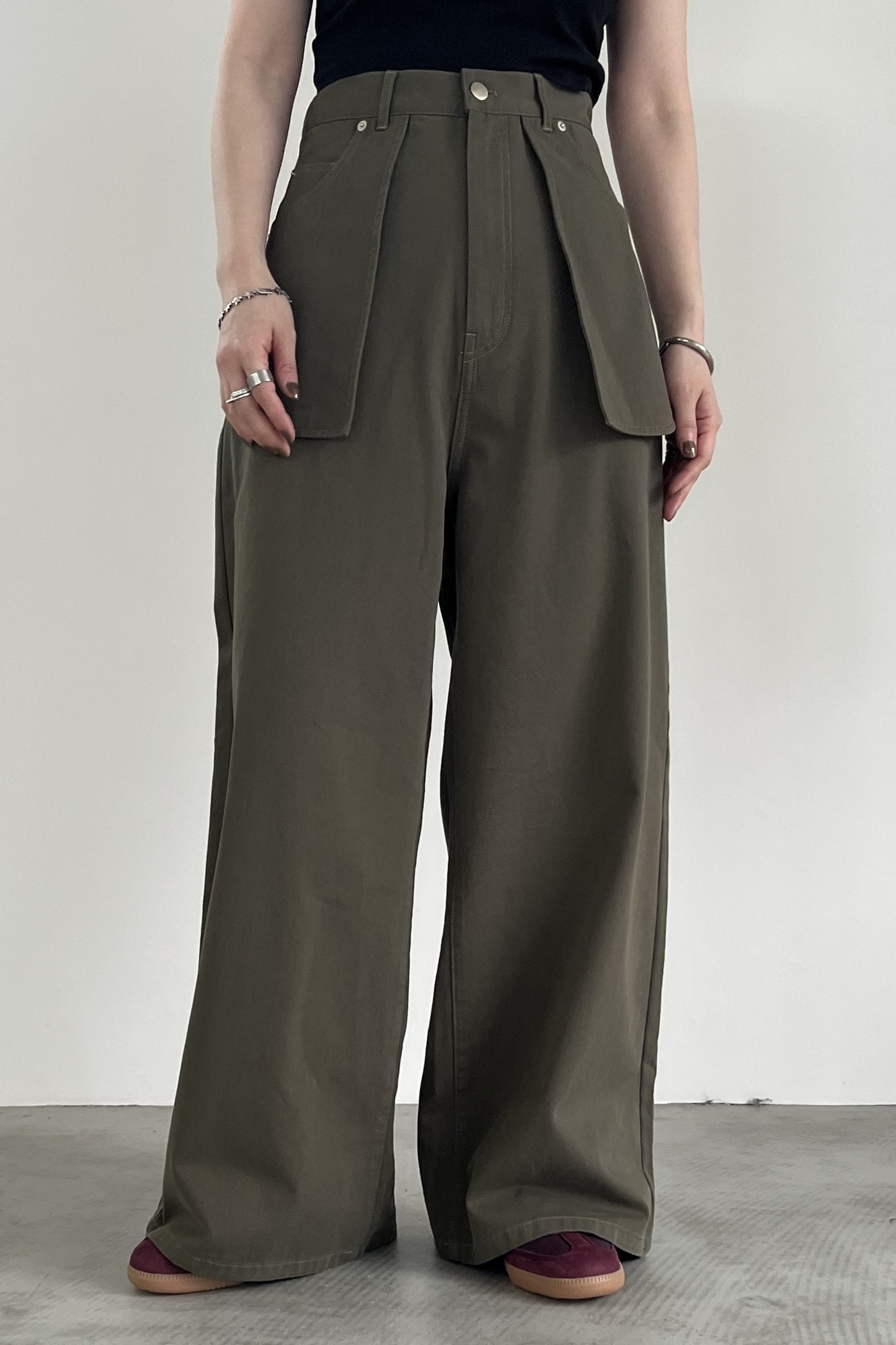 バックベルトワイドパンツ F2138