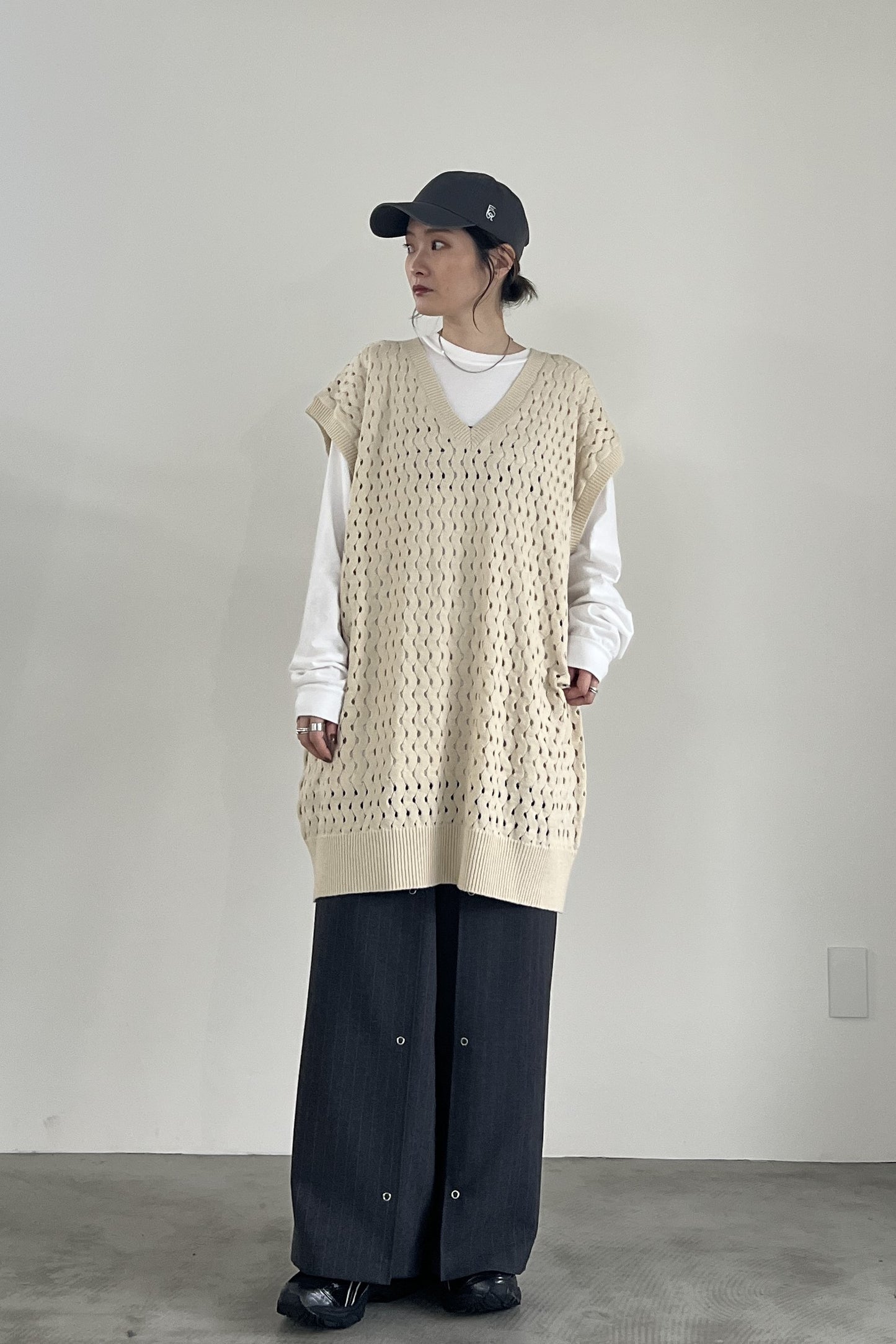 タックデザインワイドパンツ F2137