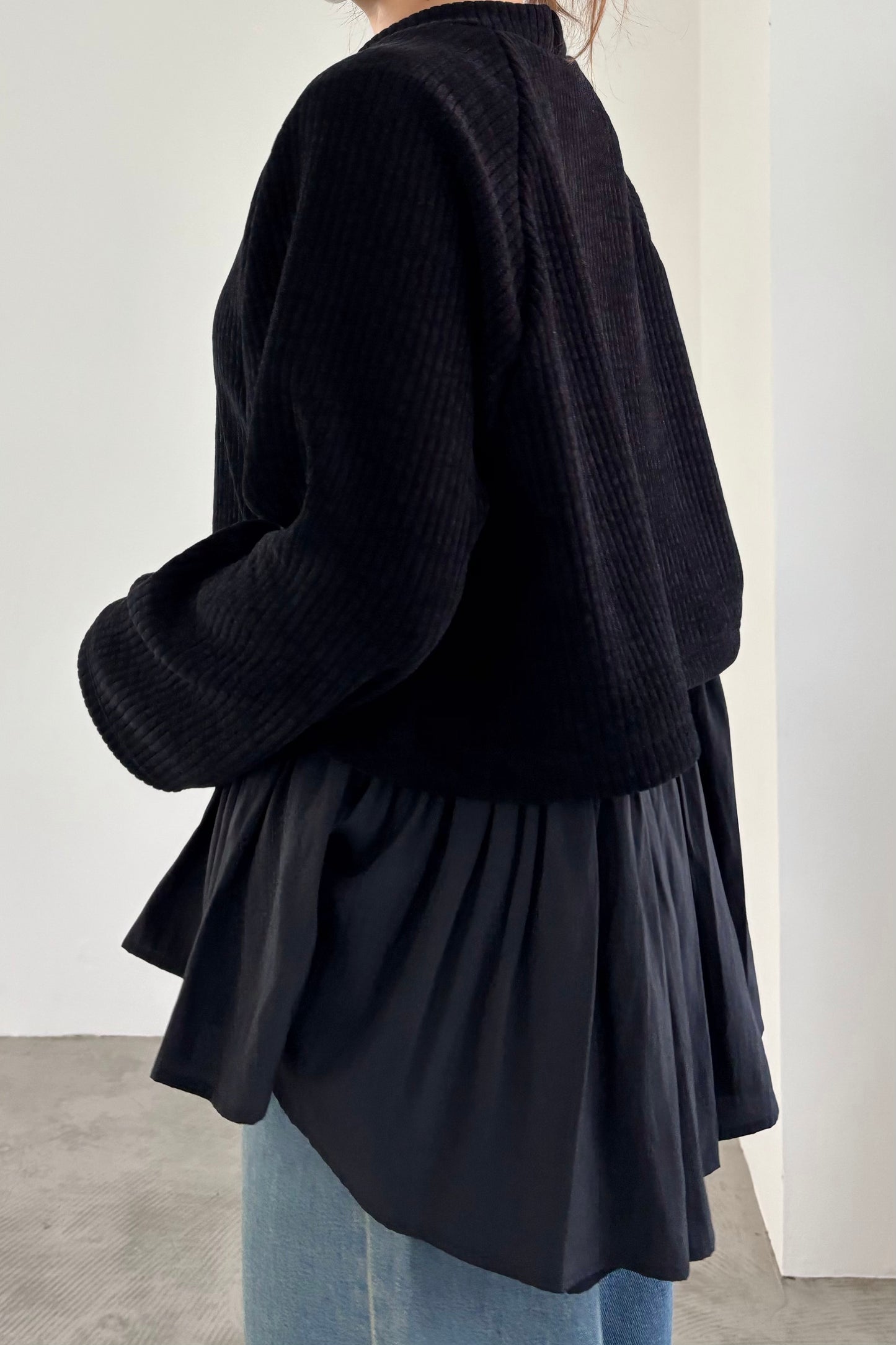 レイヤードニットコーデュロイプルオーバー 35449