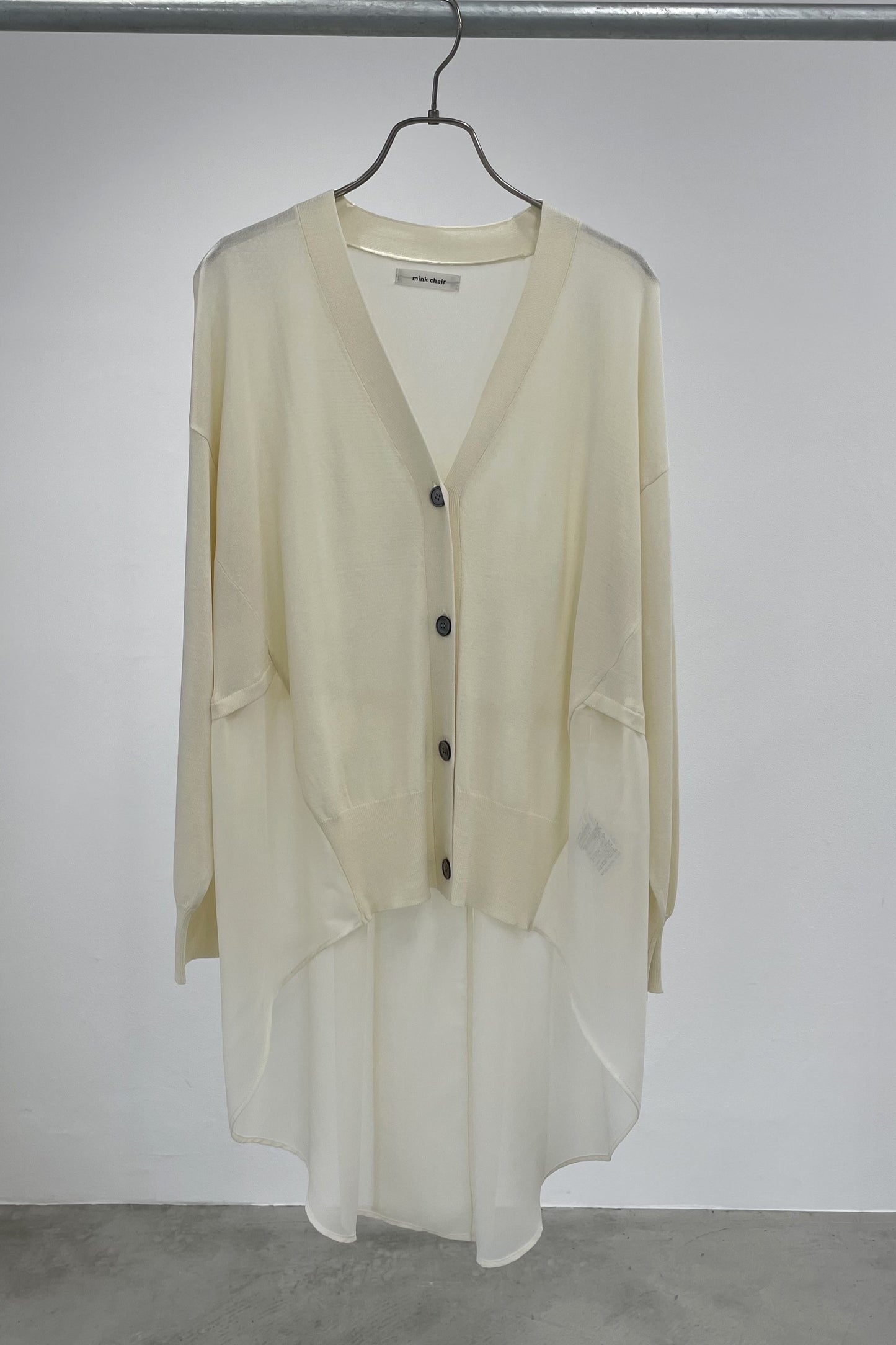 シフォン切替セミロングカーディガン 35375