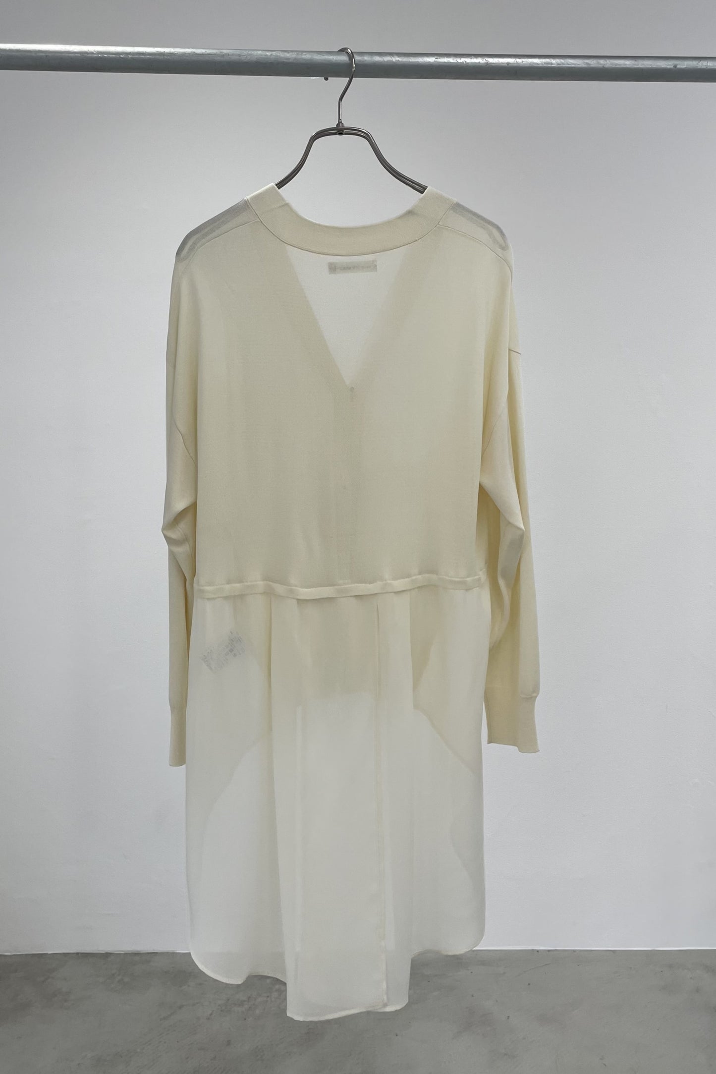 シフォン切替セミロングカーディガン 35375