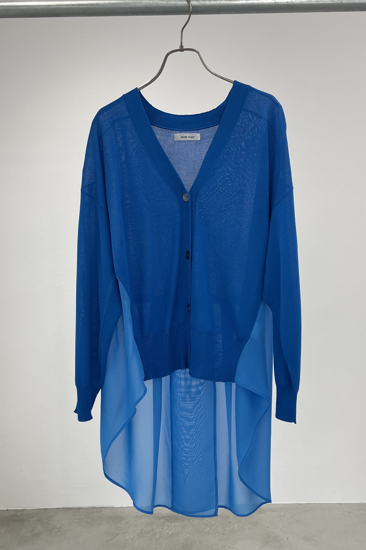 シフォン切替セミロングカーディガン 35375