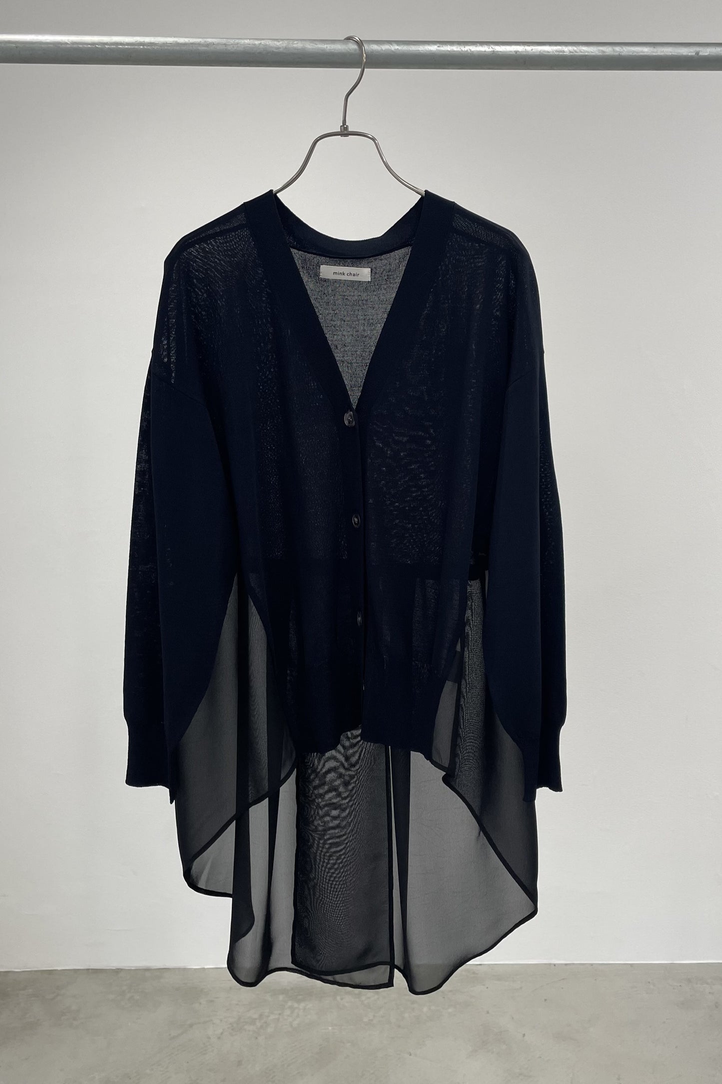 シフォン切替セミロングカーディガン 35375