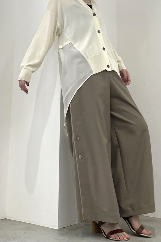 シフォン切替セミロングカーディガン 35375