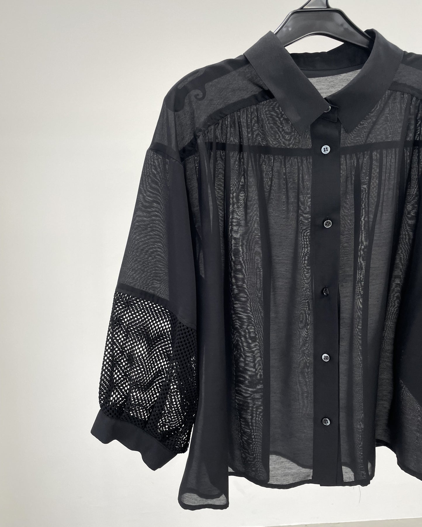 メッシュ切替クロップドシャツ 15769