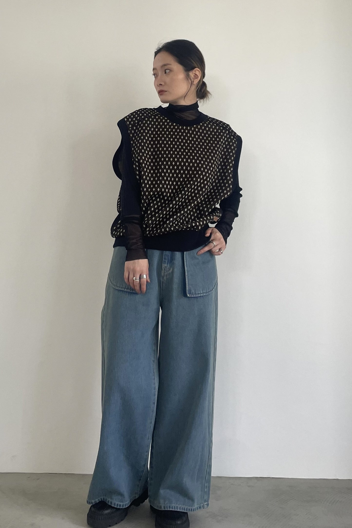 ダイヤ柄ジャガードベスト F3254