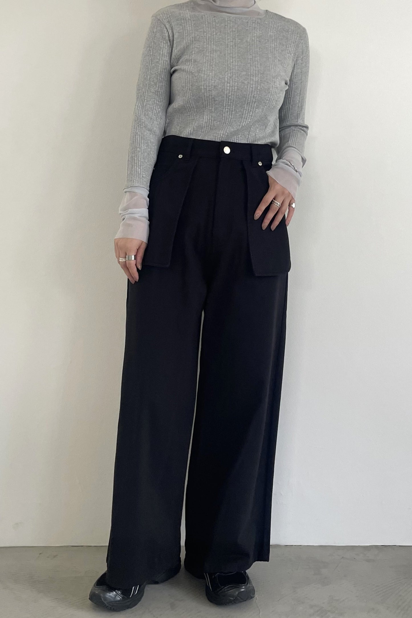 バックベルトワイドパンツ F2138