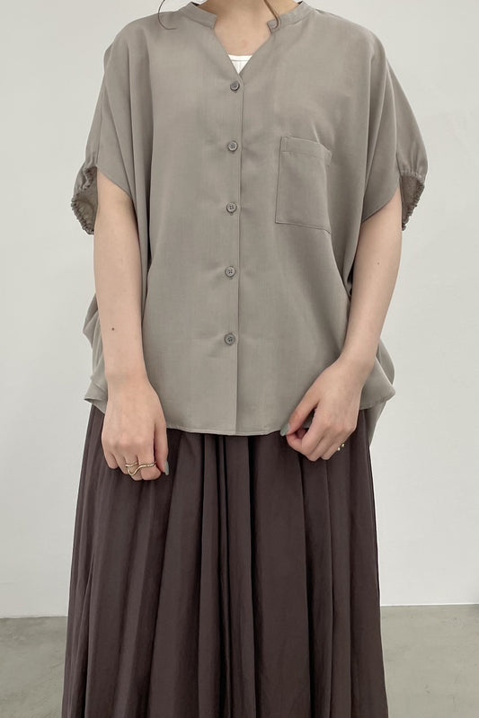 Vネックリネン素材ポンチョブラウス 15799