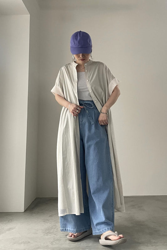 チェッカー柄レースシャツワンピース 15771